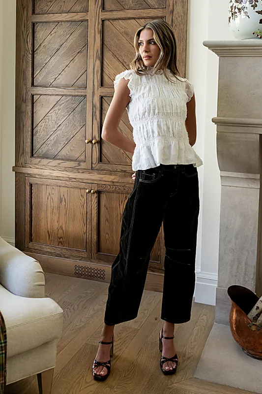 Rodney Smocked Blouse in Cream sold by bohme