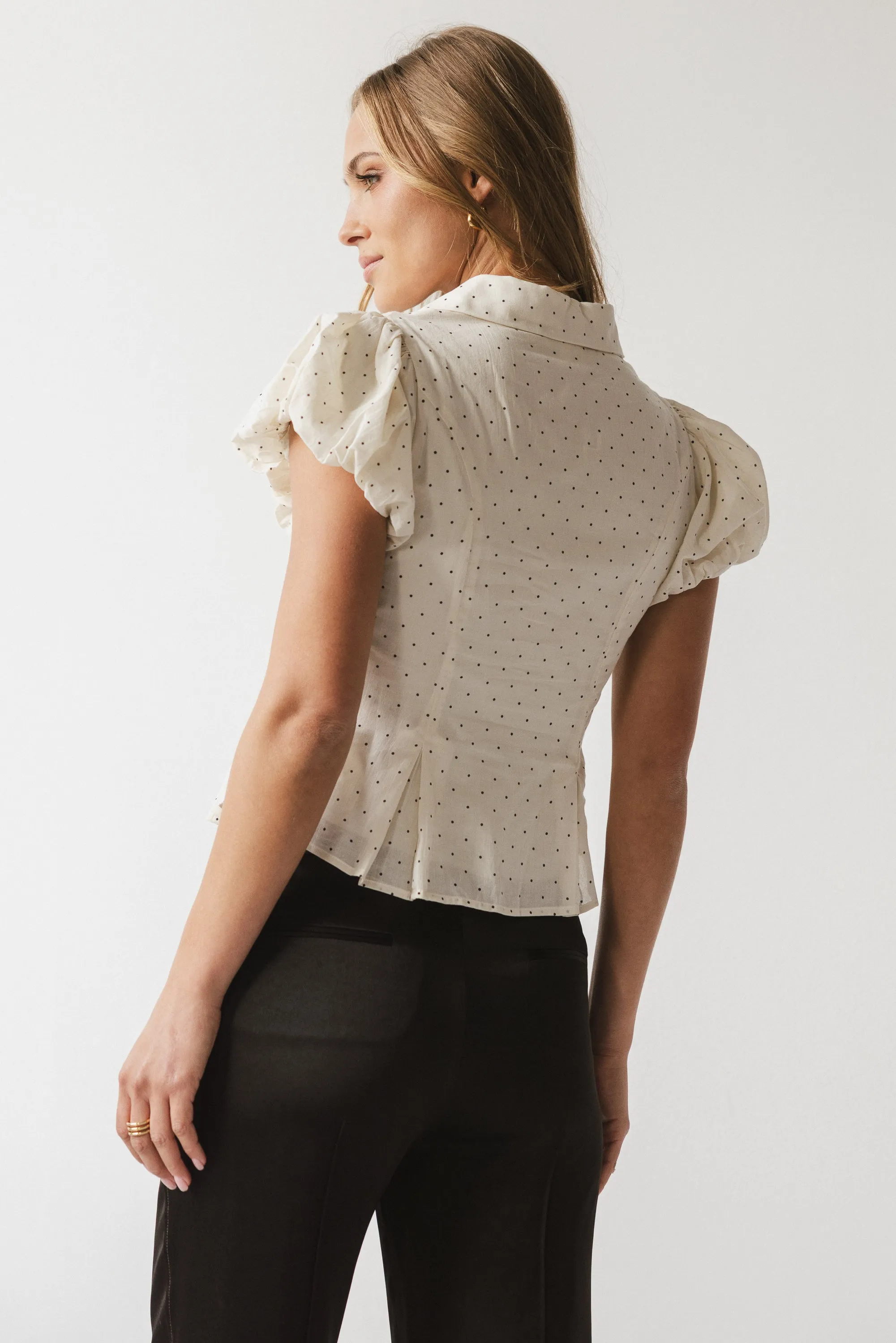 Lizette Pleated Blouse in Cream sold by bohme product image thumbnail 3