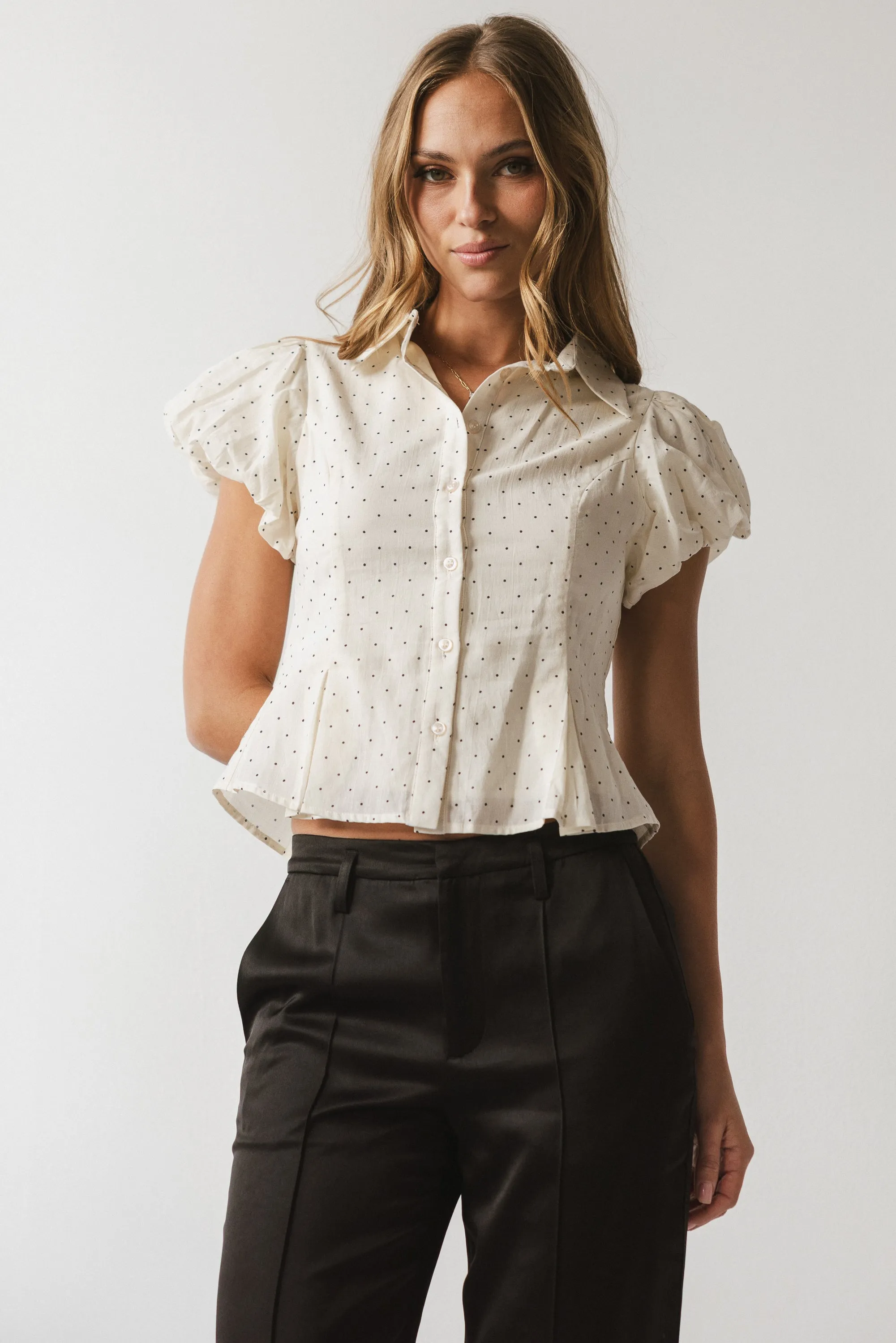 Lizette Pleated Blouse in Cream sold by bohme product image thumbnail 4