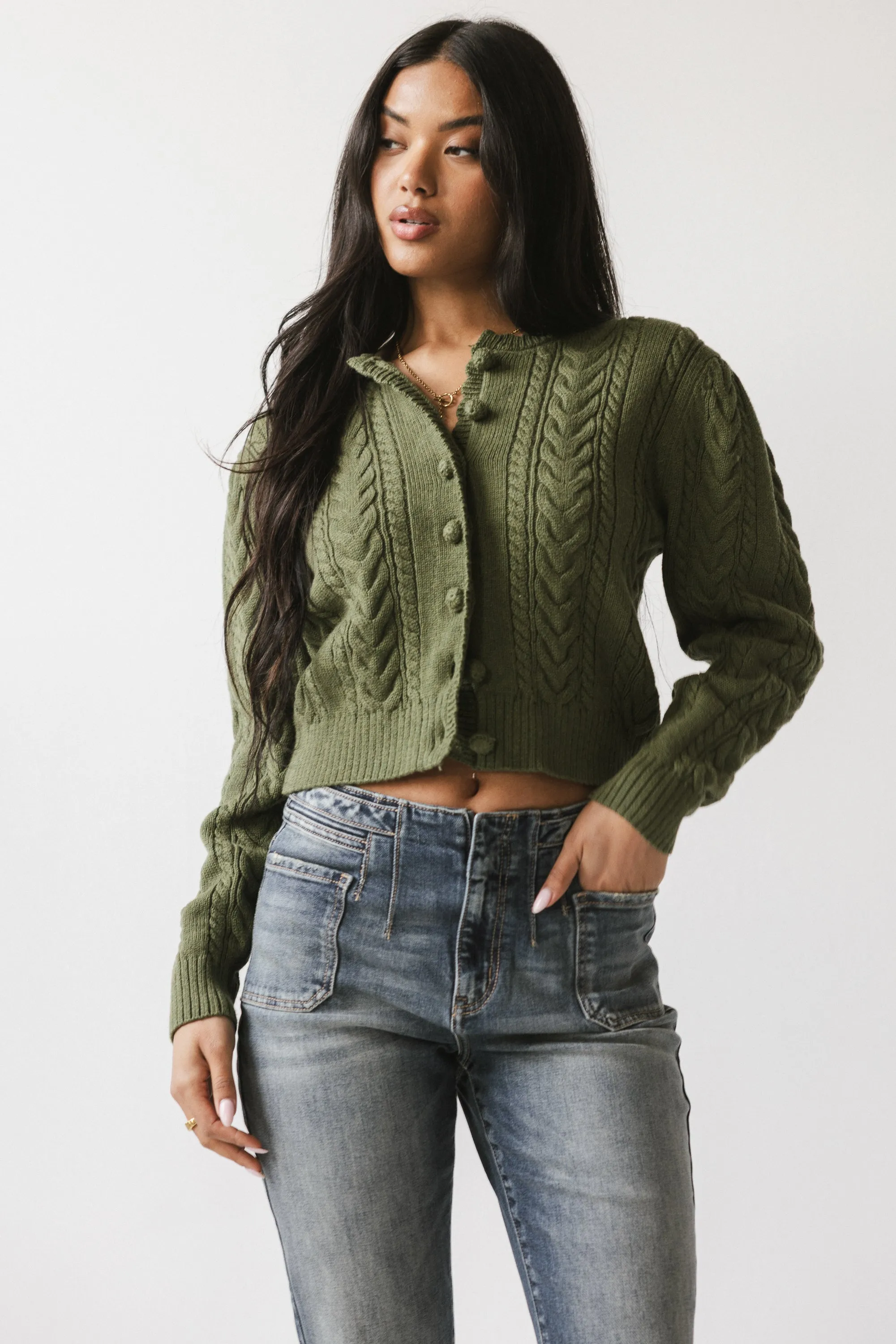 France Knit Cardigan in Olive sold by bohme product image thumbnail 4