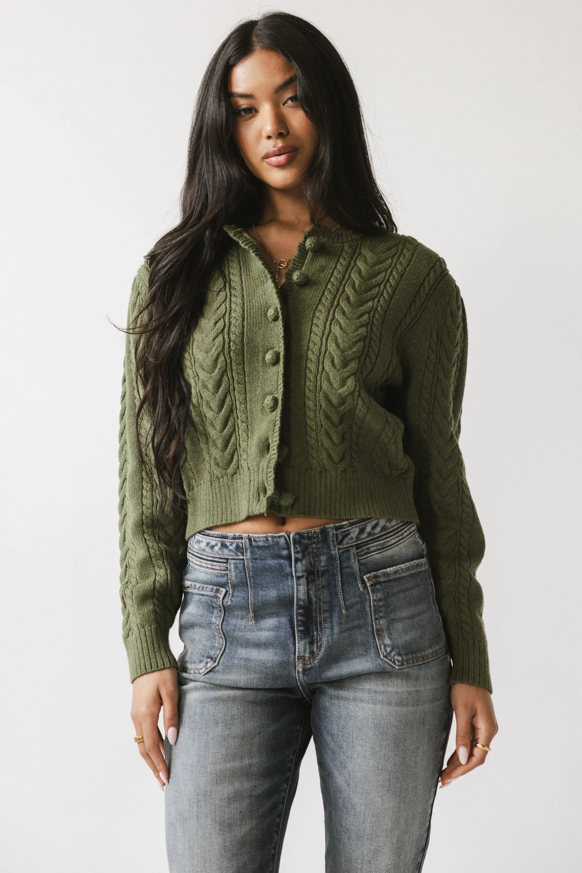 France Knit Cardigan in Olive sold by bohme product image thumbnail 5