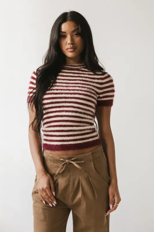 Mazie Fuzzy Sweater in Burgundy sold by bohme