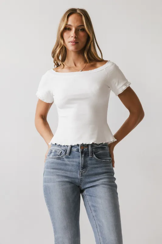 Hannah Lettuce Edge Top in White sold by bohme