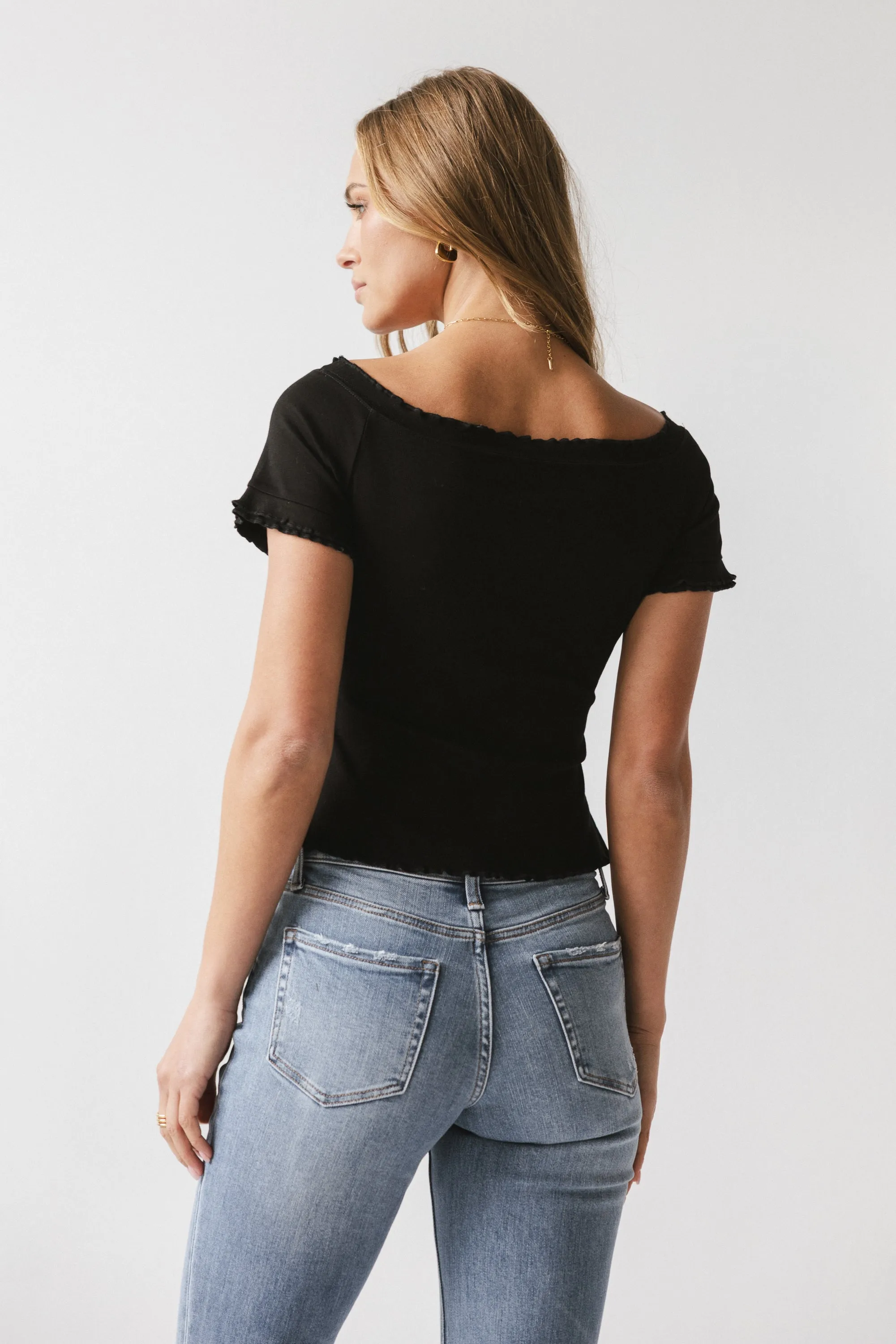 Hannah Lettuce Edge Top in Black - FINAL SALE sold by bohme product image thumbnail 5