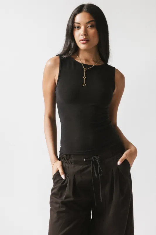 Alder Fitted Tank in Black sold by bohme