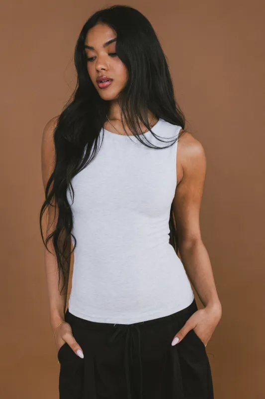 Alder Fitted Tank in Grey sold by bohme