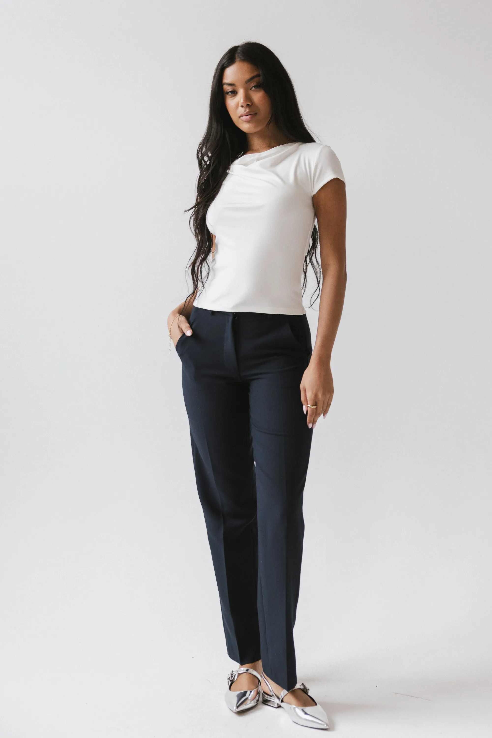 Paula Cowl Neck Top in White sold by bohme product image thumbnail 5