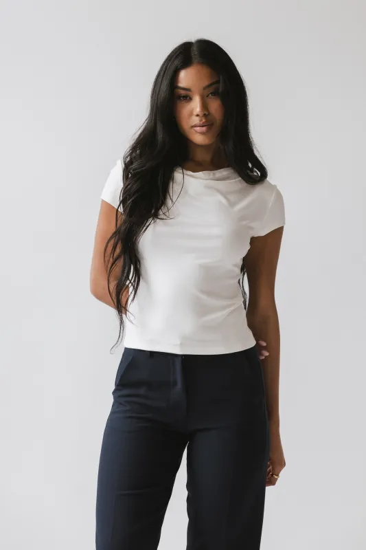 Paula Cowl Neck Top in White sold by bohme