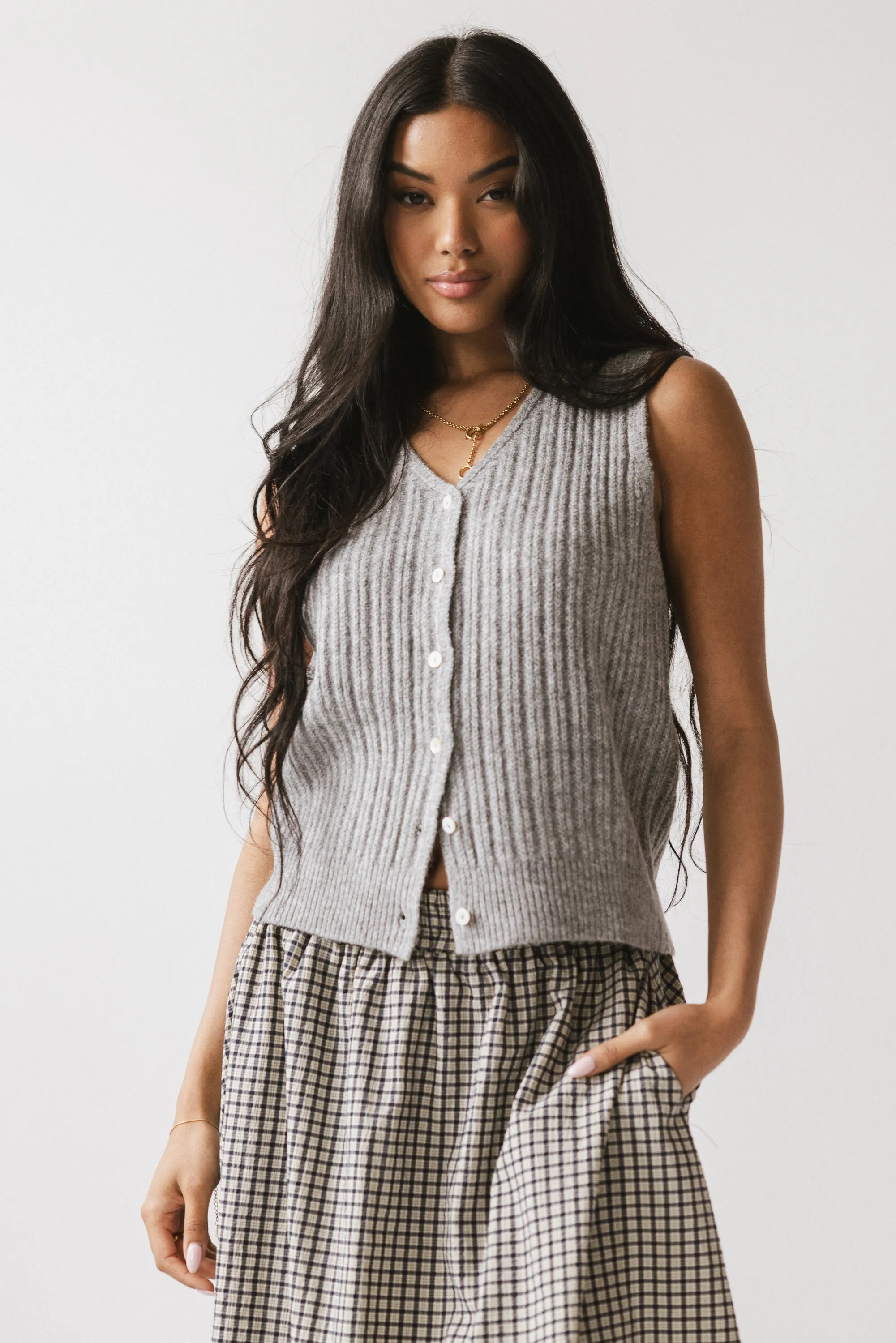 Cindy Sweater Vest in Heather Grey sold by bohme product image thumbnail 2
