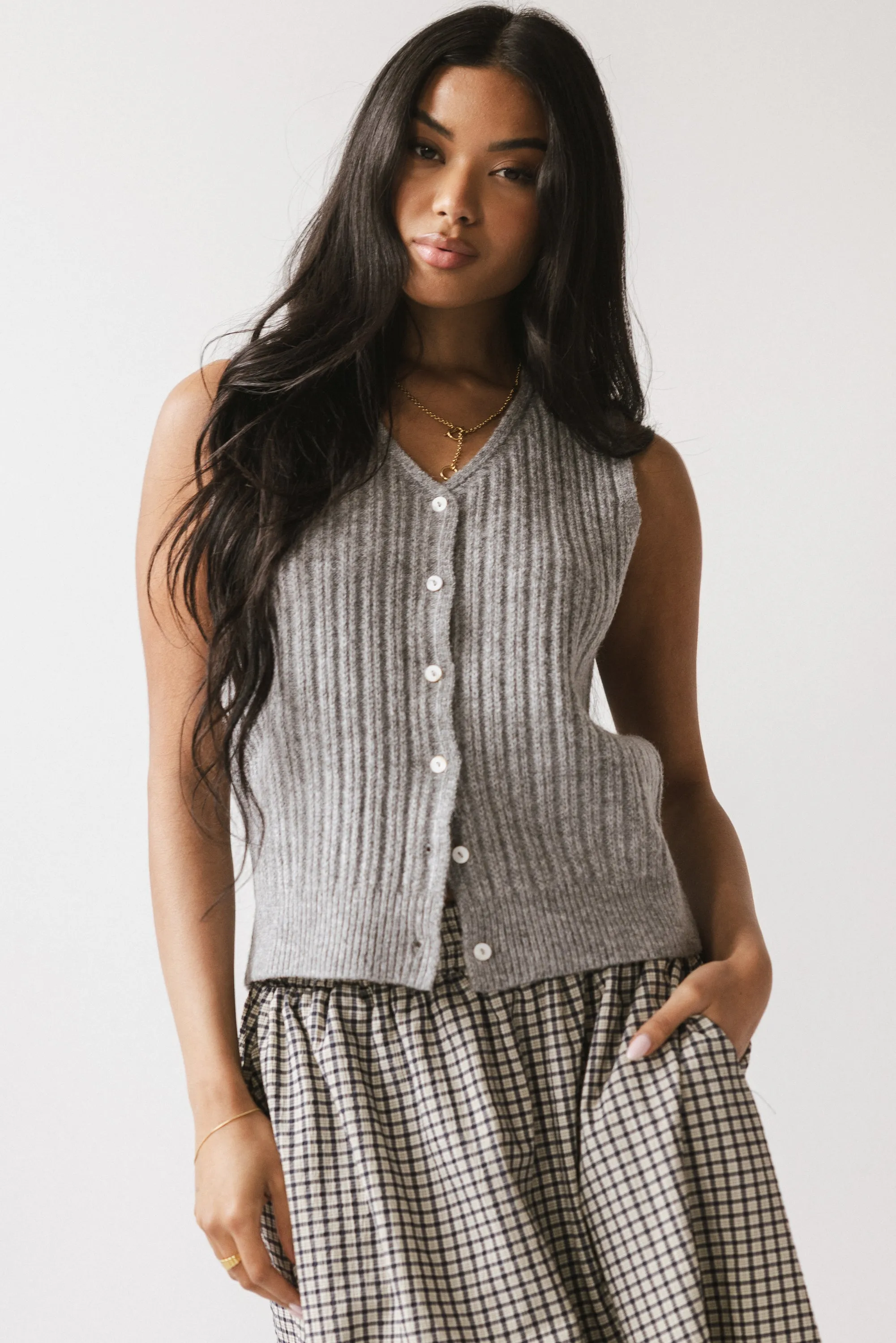 Cindy Sweater Vest in Heather Grey sold by bohme