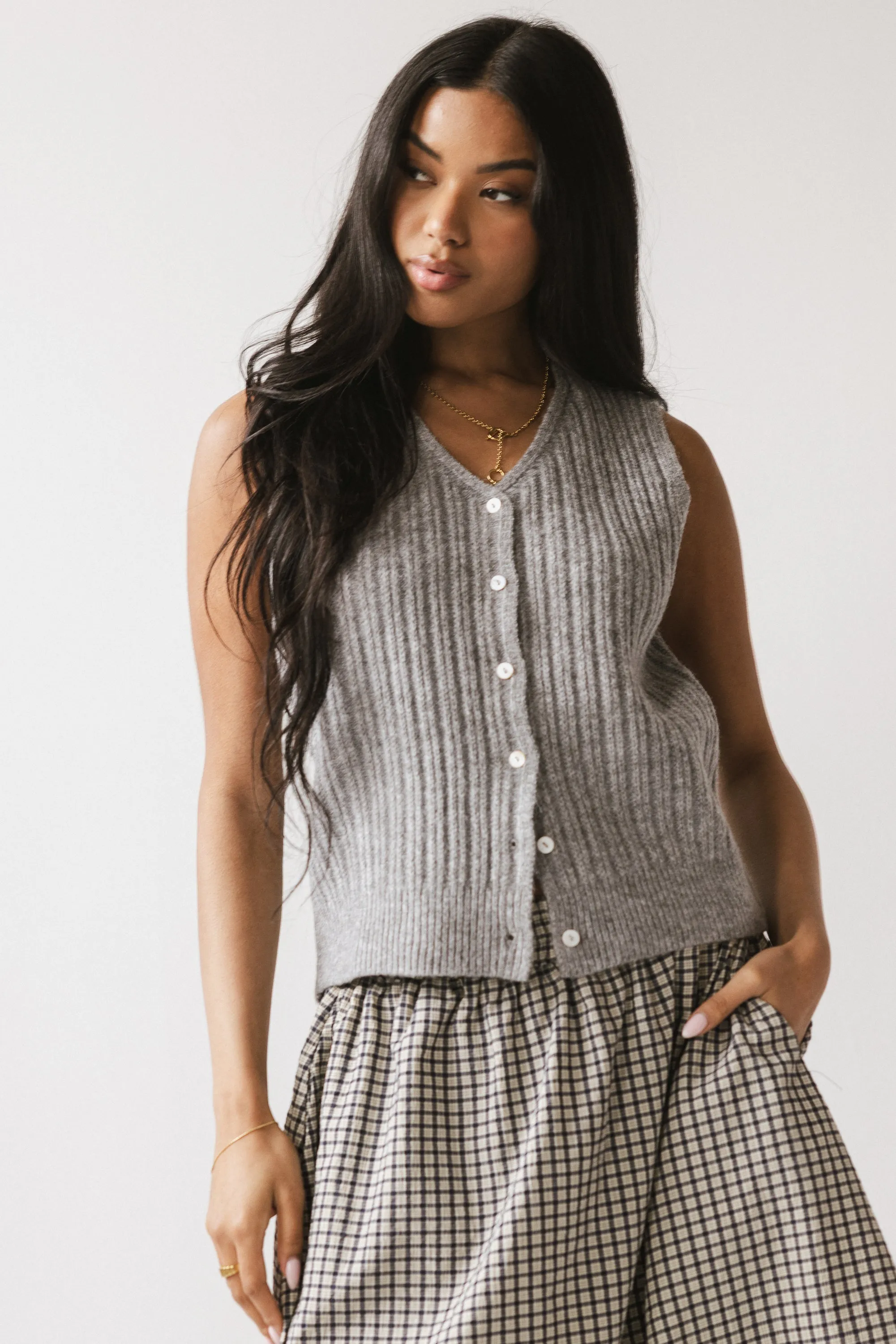 Cindy Sweater Vest in Heather Grey sold by bohme product image thumbnail 3