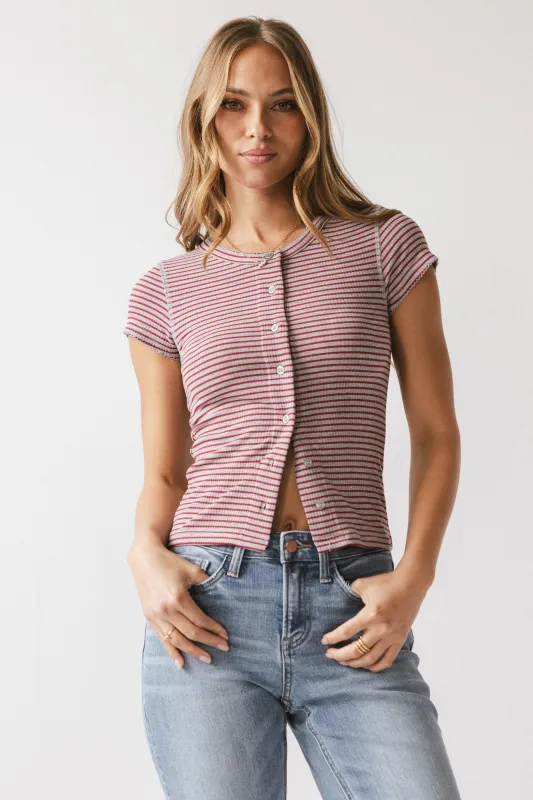 Trisha Striped Top in Red sold by bohme