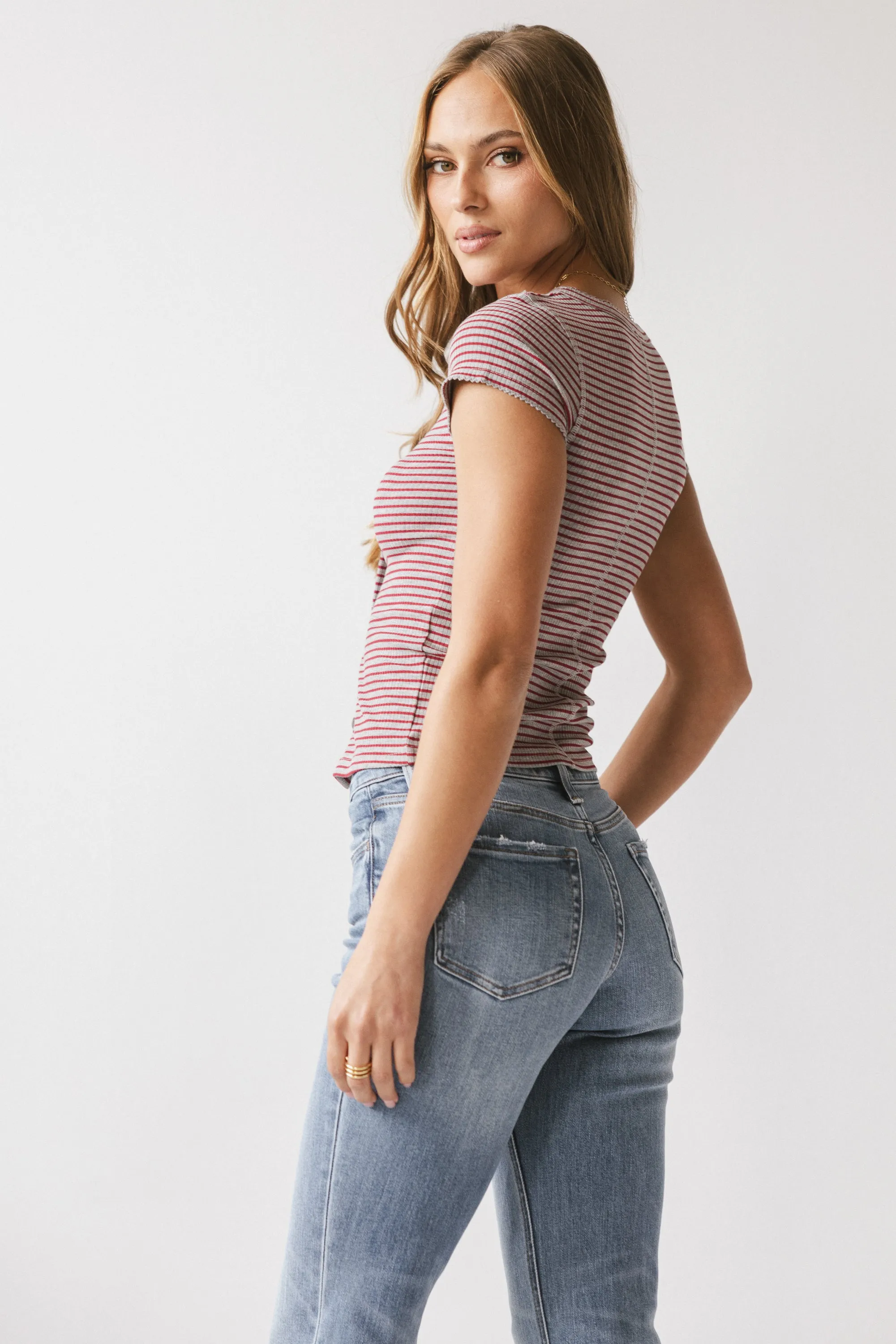 Trisha Striped Top in Red sold by bohme product image thumbnail 4