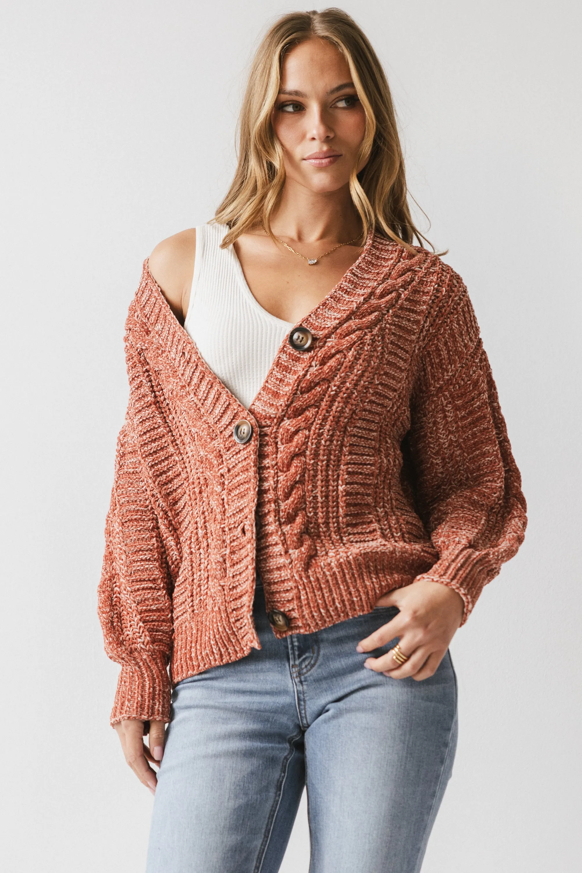 Brett Oversized Cardigan in Brick sold by bohme product image thumbnail 3