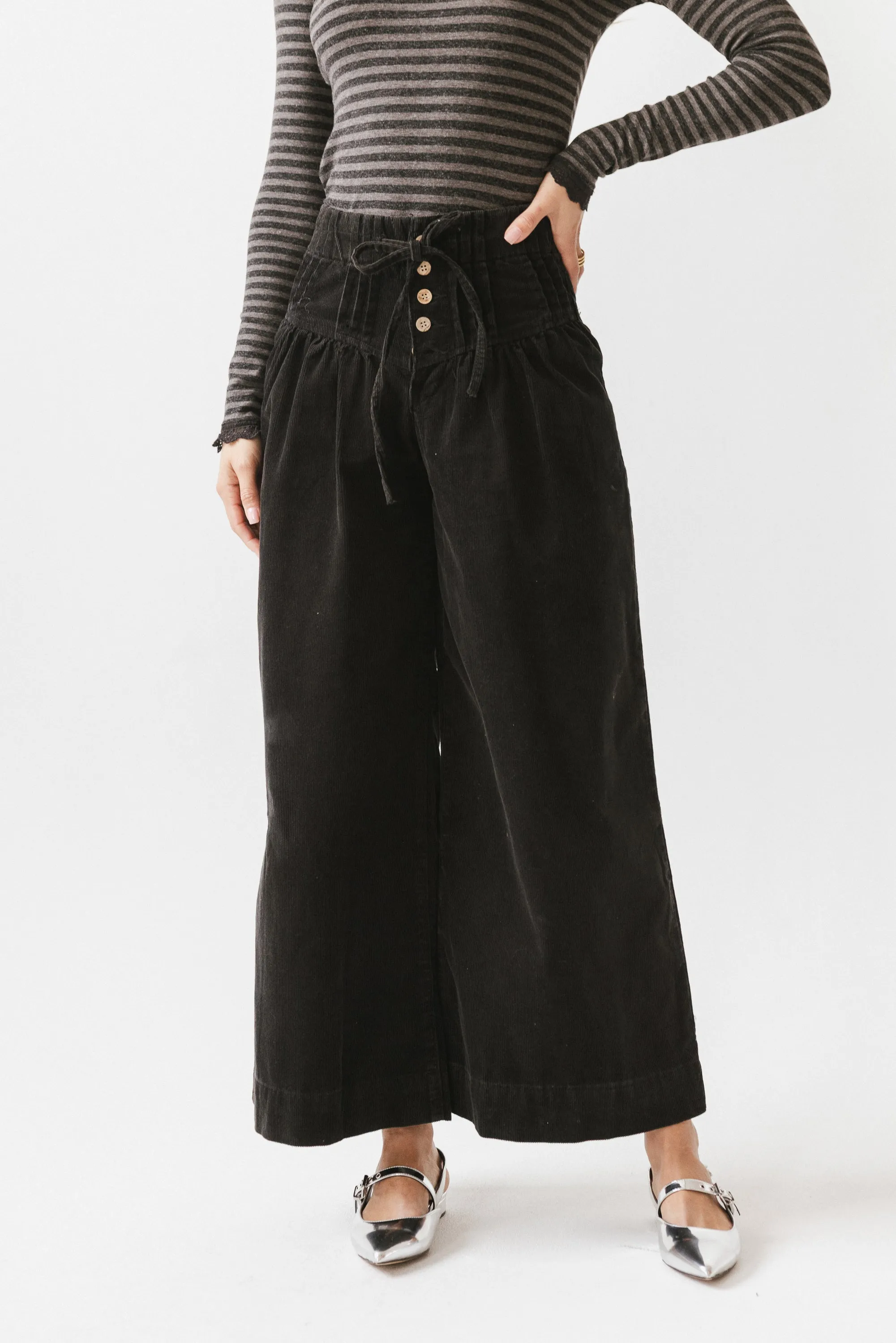 Barkley Corduroy Wide Leg Pants in Charcoal sold by bohme product image thumbnail 4