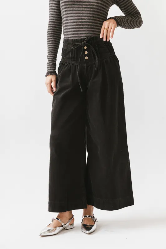 Barkley Corduroy Wide Leg Pants in Charcoal sold by bohme