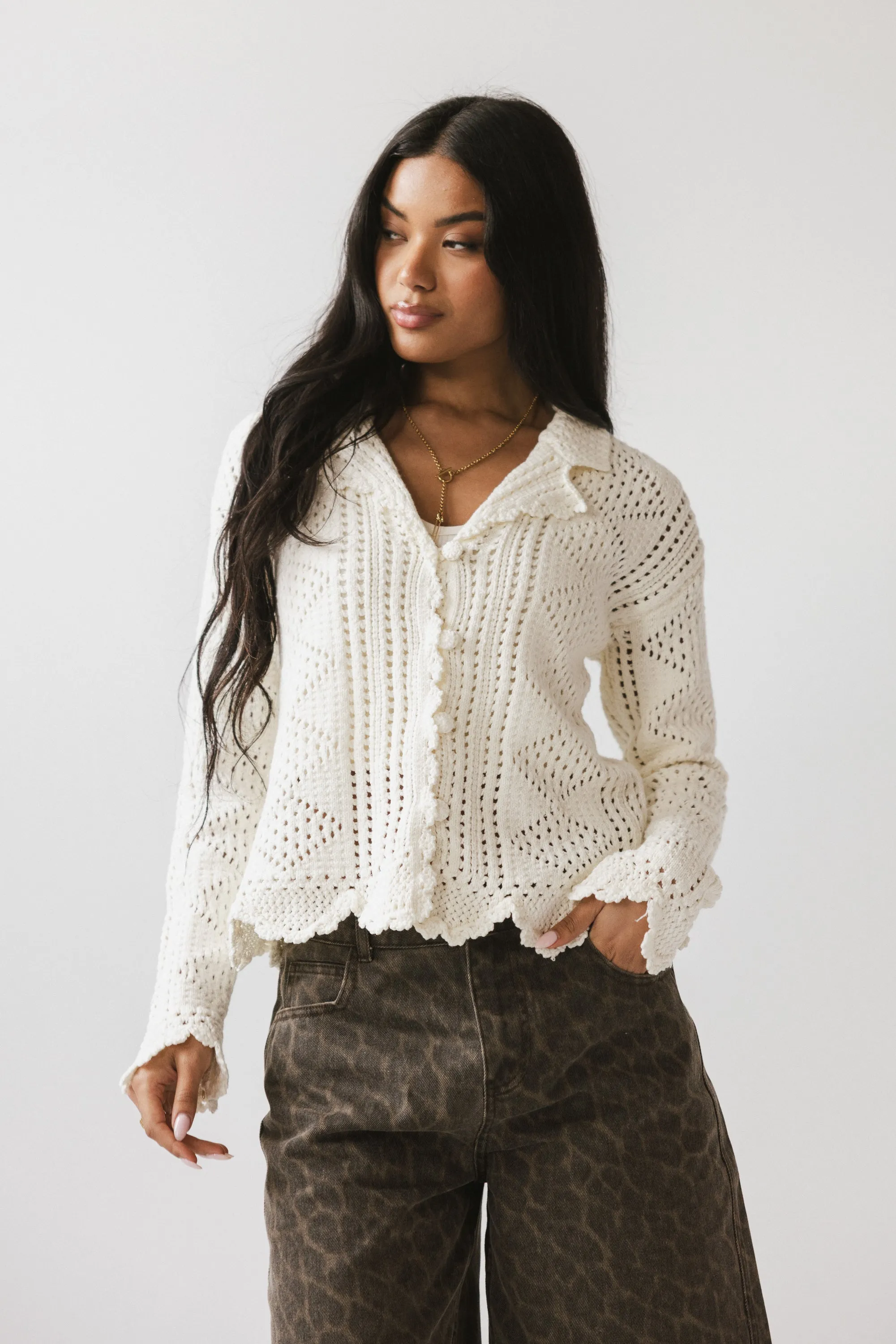 Mary Crochet Cardigan in Off White sold by bohme product image thumbnail 5