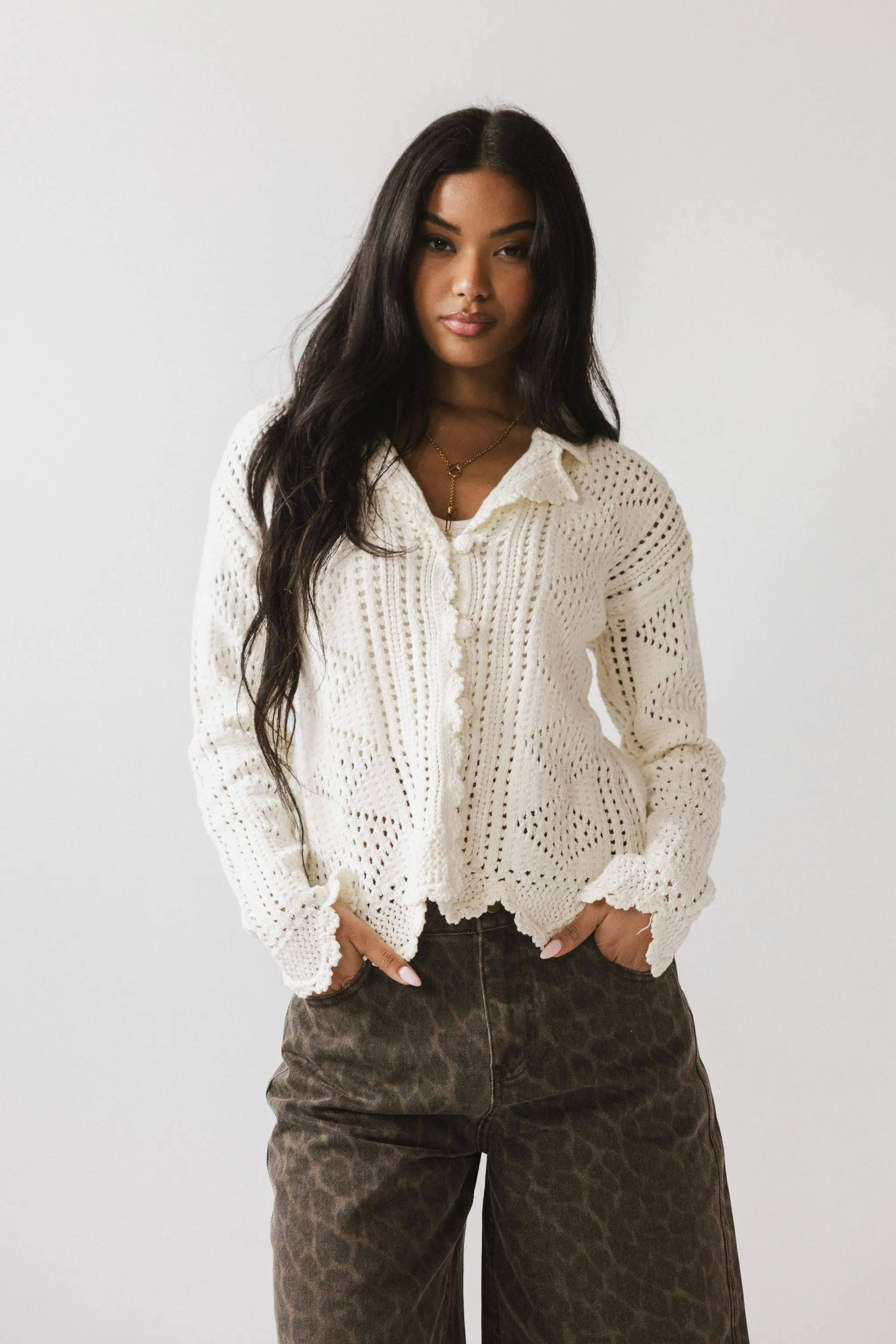 Mary Crochet Cardigan in Off White sold by bohme product image thumbnail 3