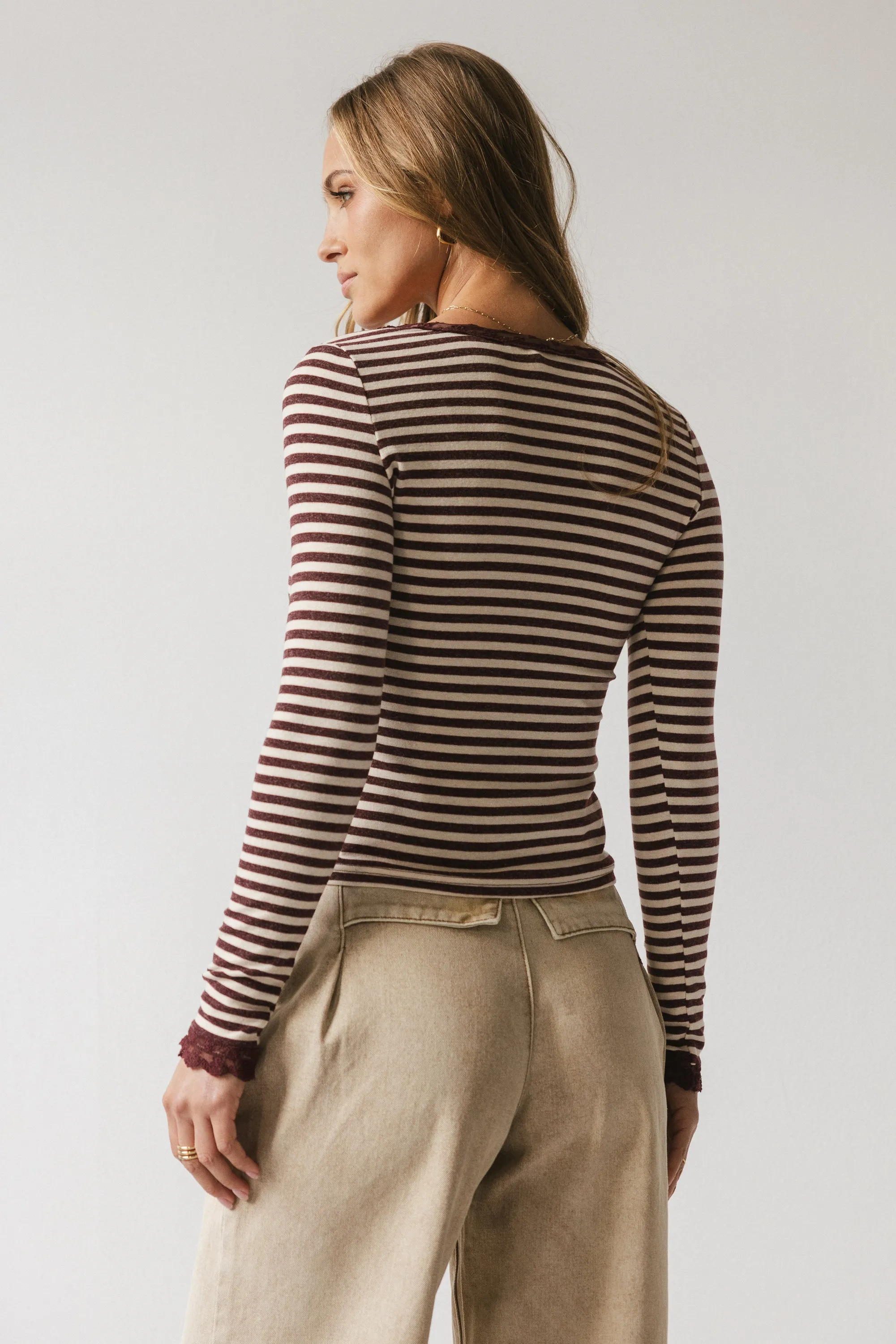Kiya Striped Top in Burgundy - FINAL SALE sold by bohme product image thumbnail 2