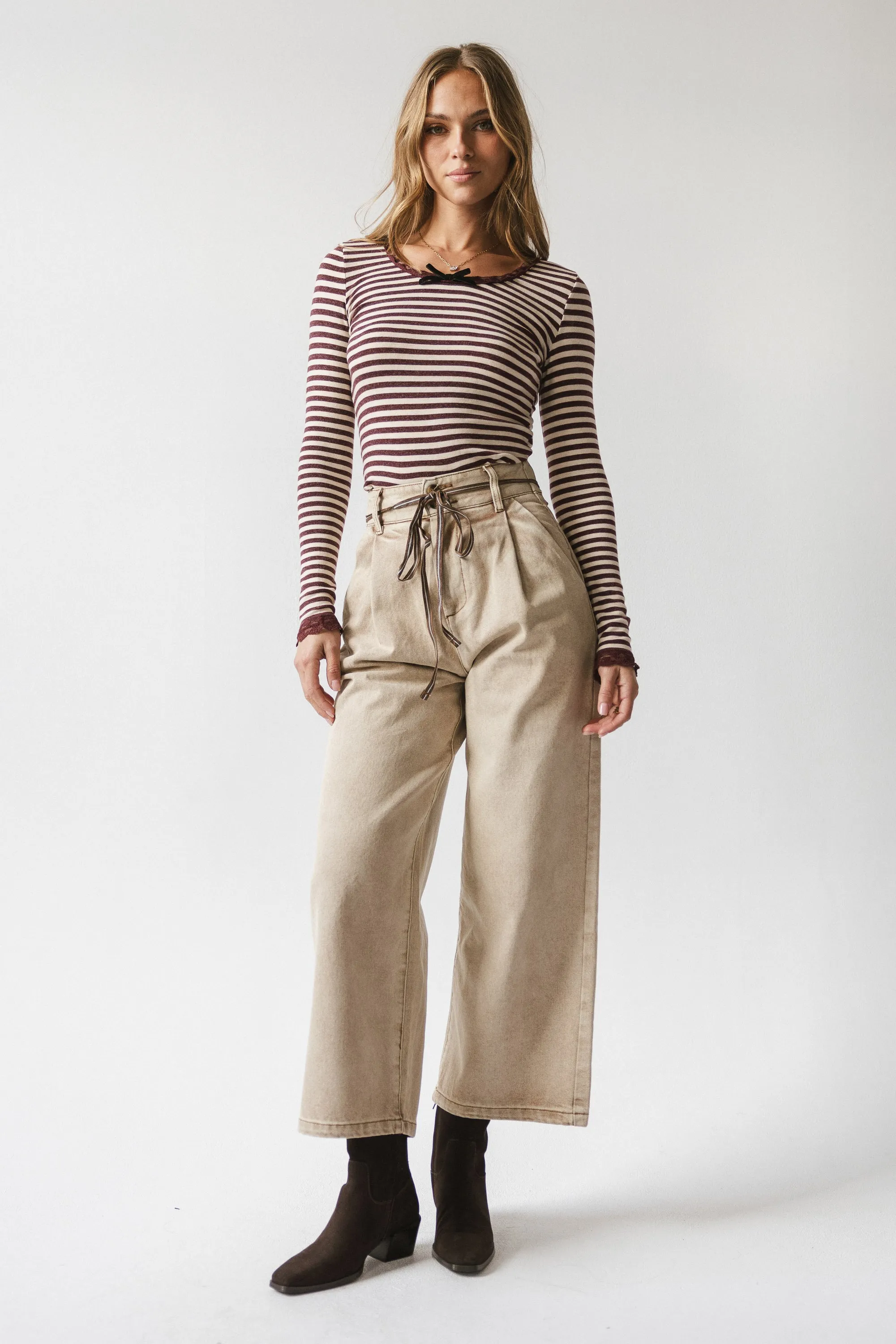 Kiya Striped Top in Burgundy - FINAL SALE sold by bohme product image thumbnail 3
