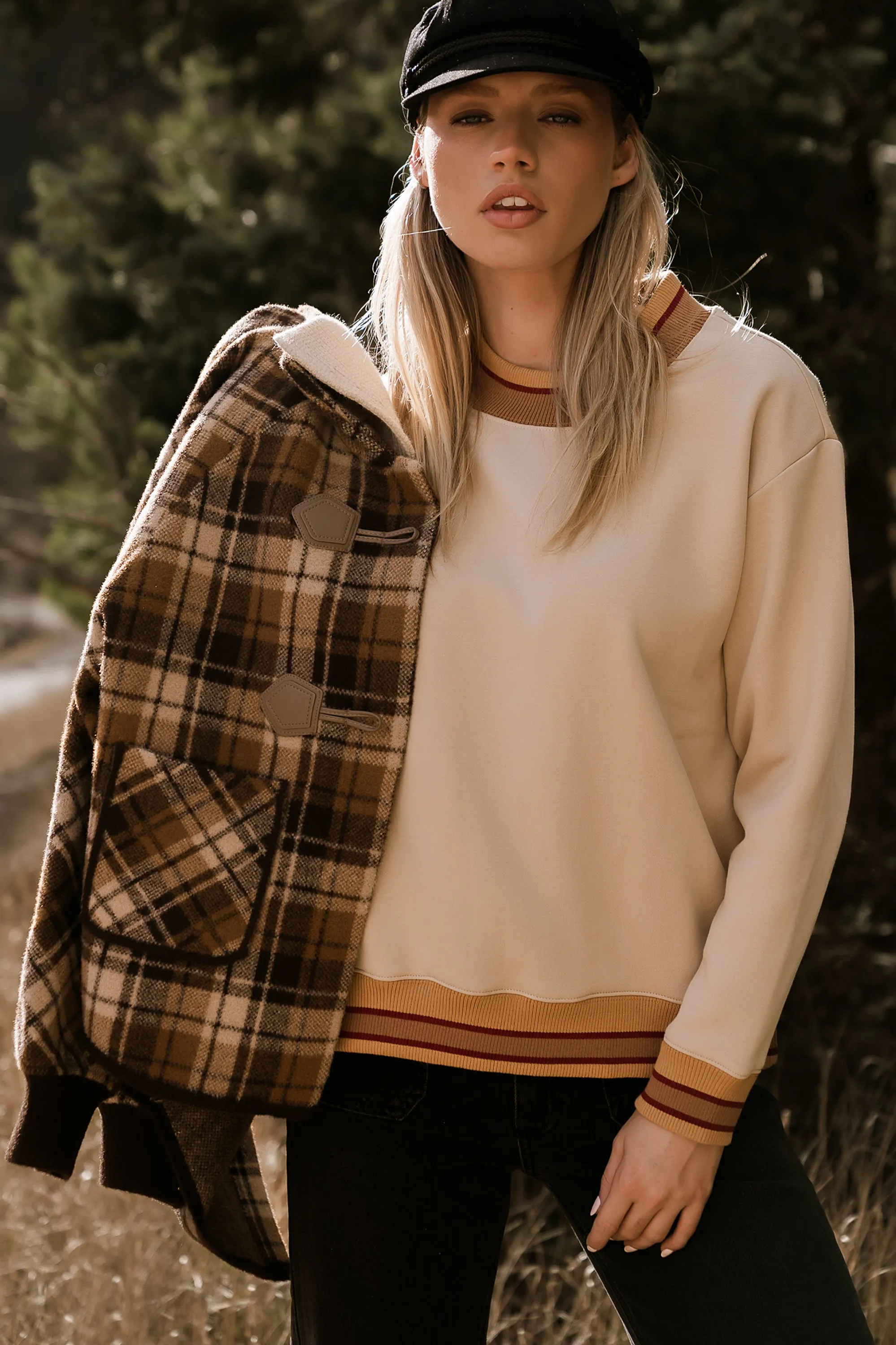 Gigi Plaid Jacket in Taupe sold by bohme product image thumbnail 2