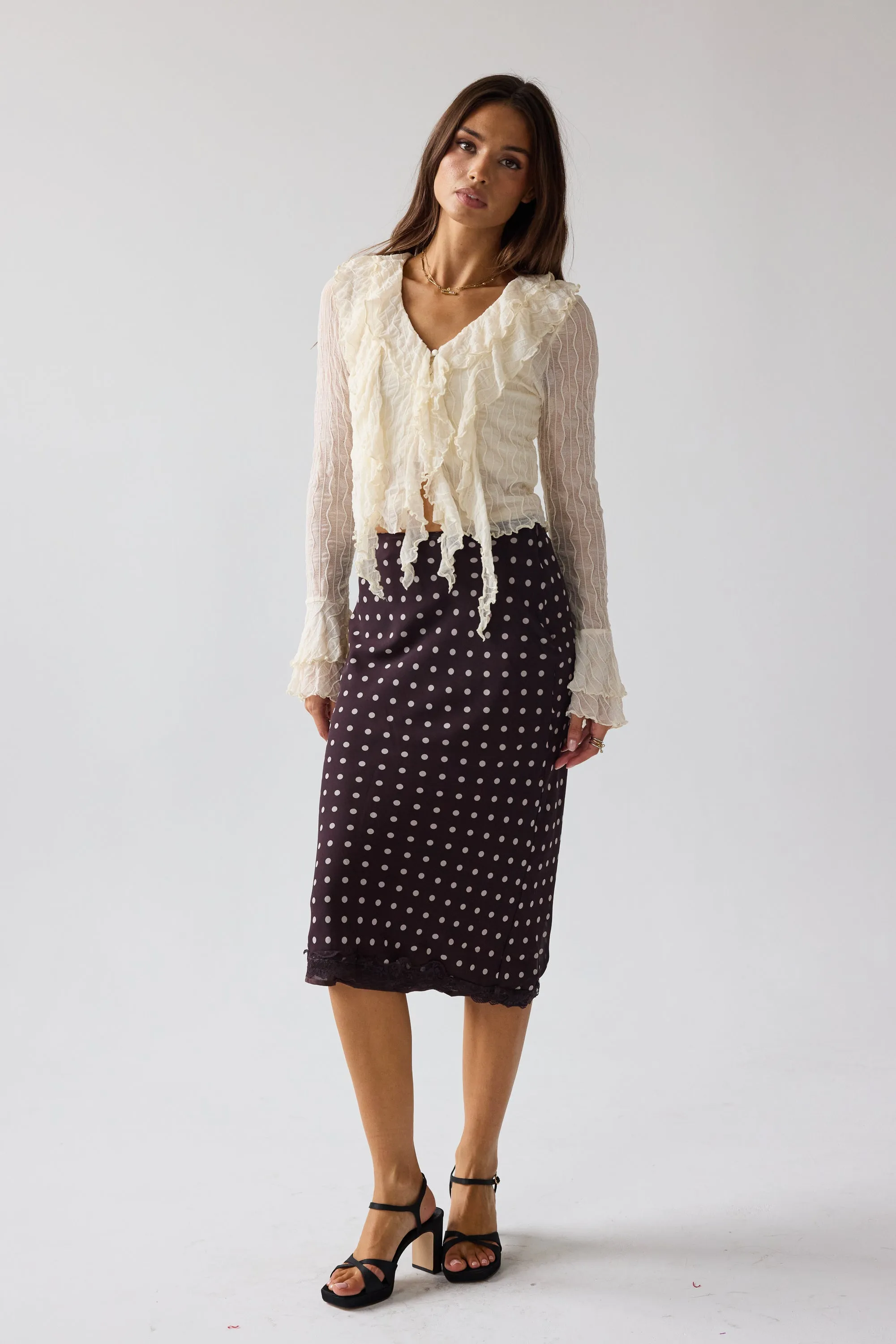 Croft Polka Dot Midi Skirt sold by bohme