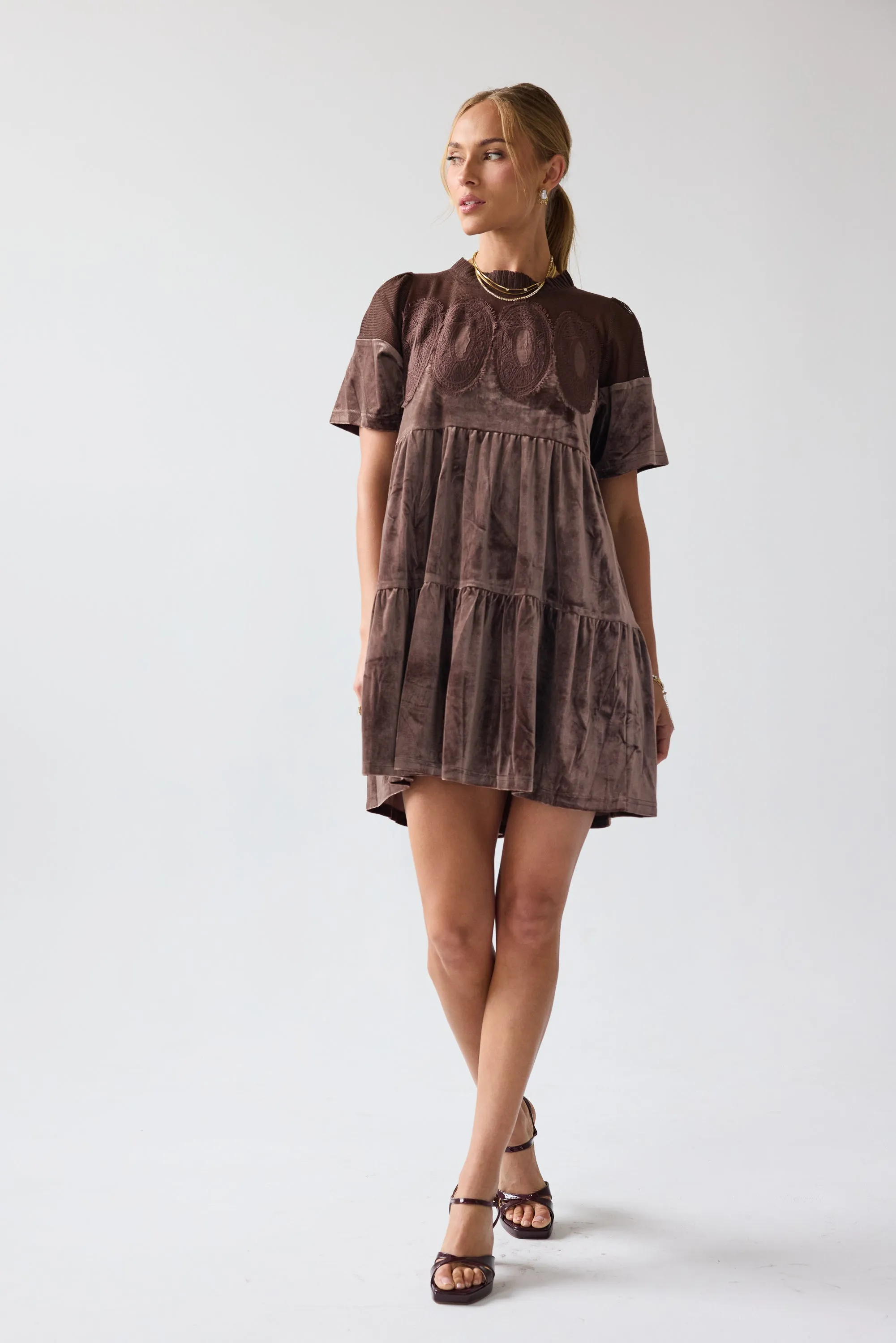 Banks Velvet Mini Dress in Brown sold by bohme product image thumbnail 2