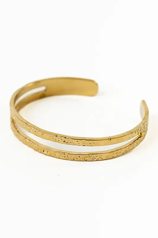 Nancy Textured Cuff in Gold made by bohme