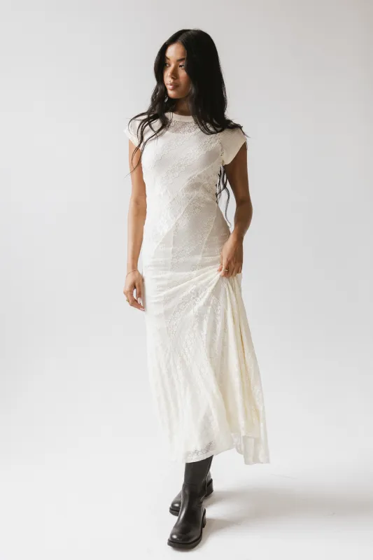 Kameron Lace Maxi Dress in Cream sold by bohme