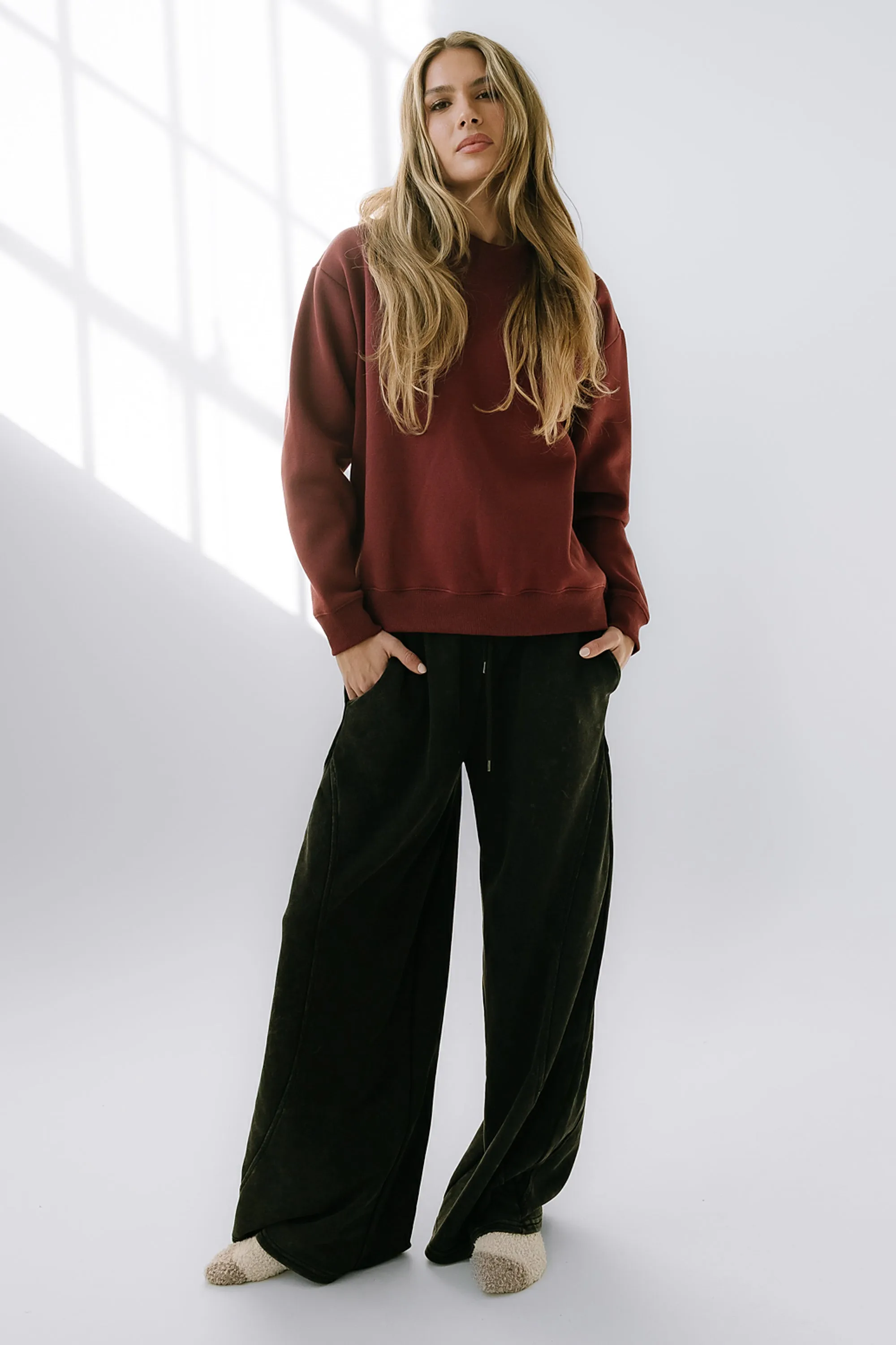 Marie Oversized Sweatshirt in Burgundy sold by bohme product image thumbnail 3