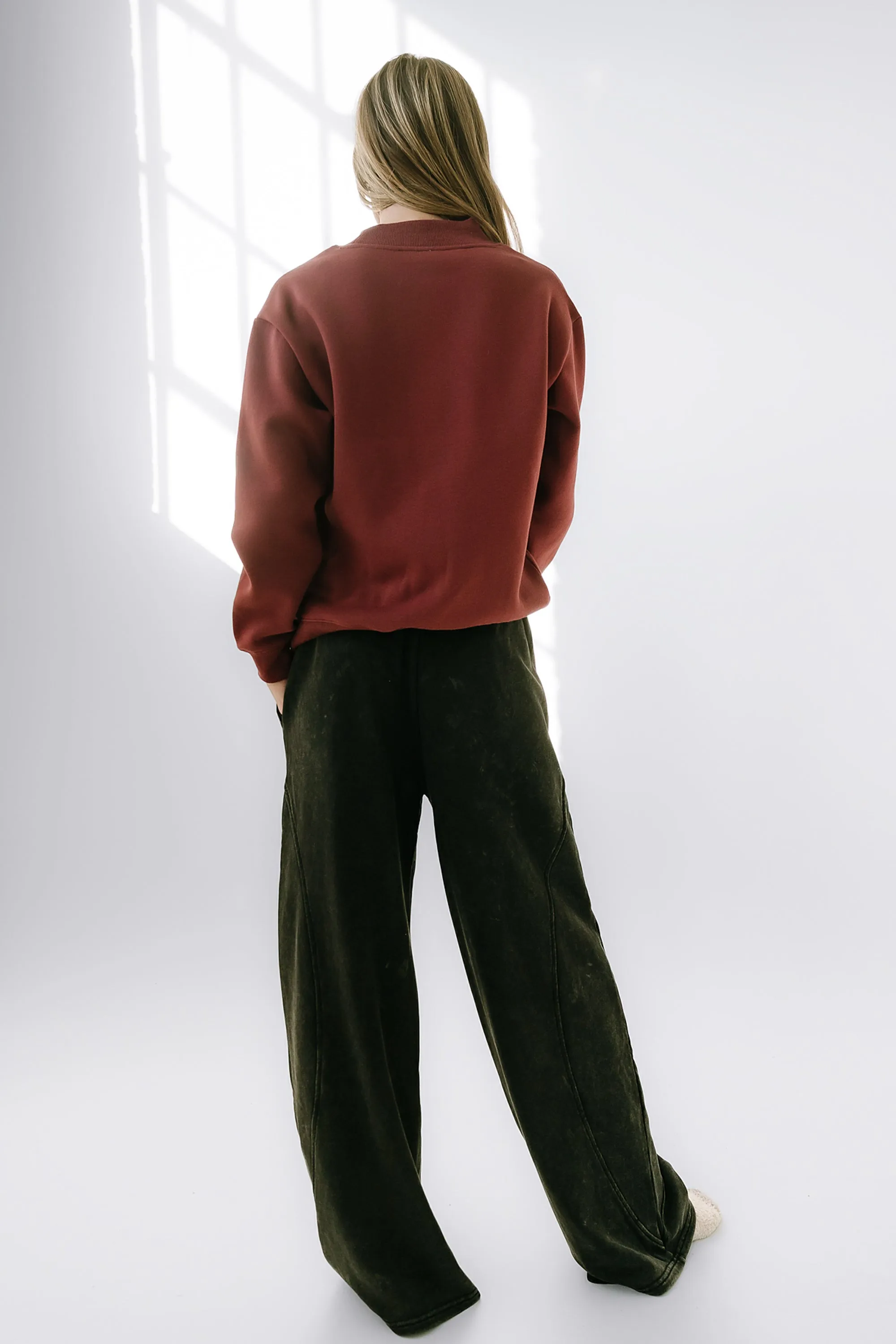 Marie Oversized Sweatshirt in Burgundy sold by bohme product image thumbnail 4