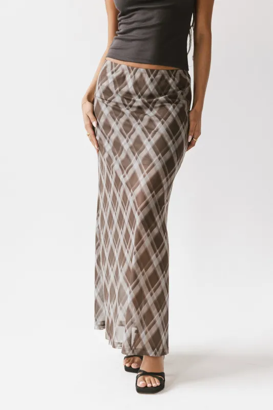 Cecily Plaid Midi Skirt sold by bohme