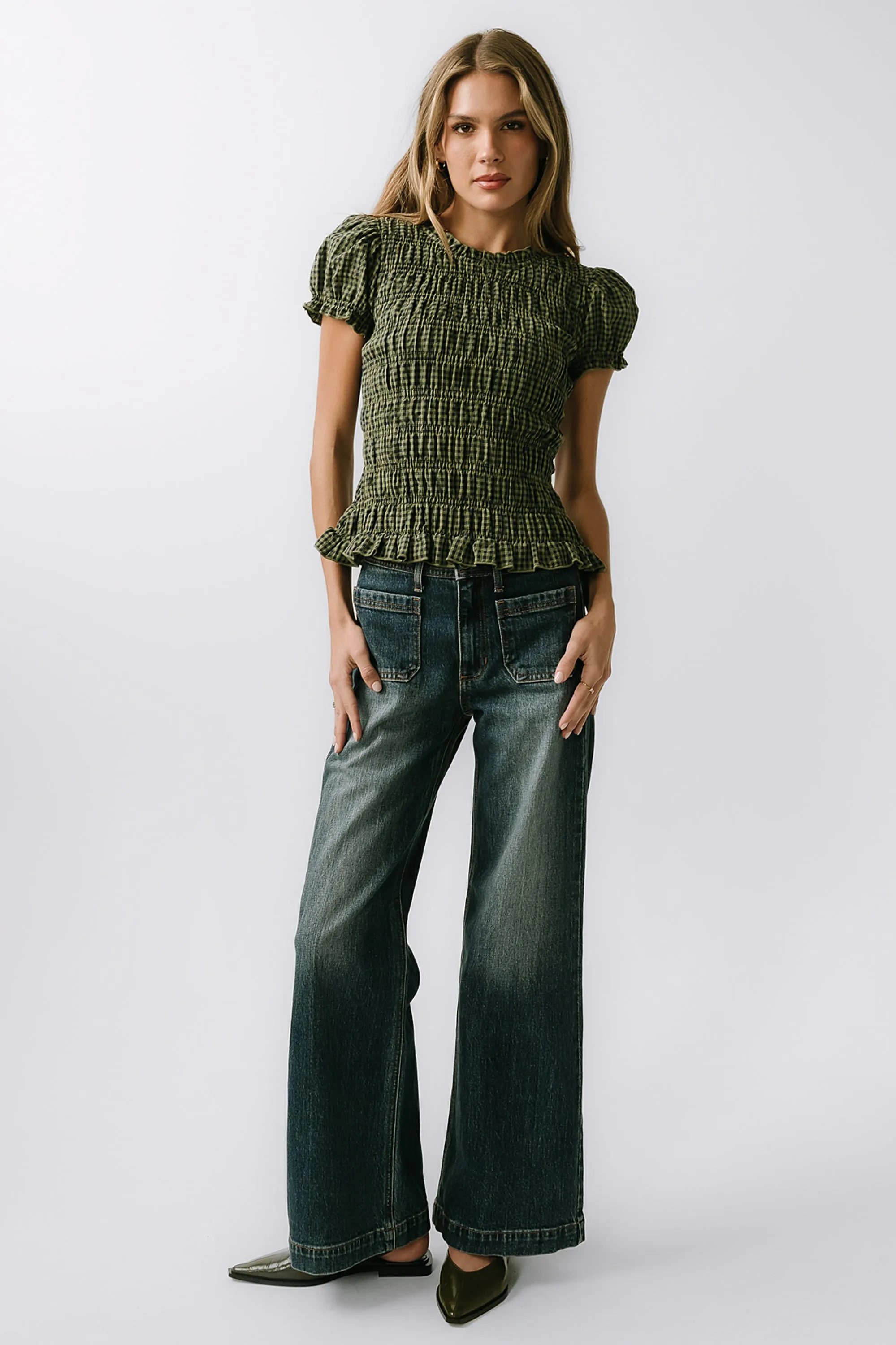 Ruth Smocked Top in Green sold by bohme product image thumbnail 2