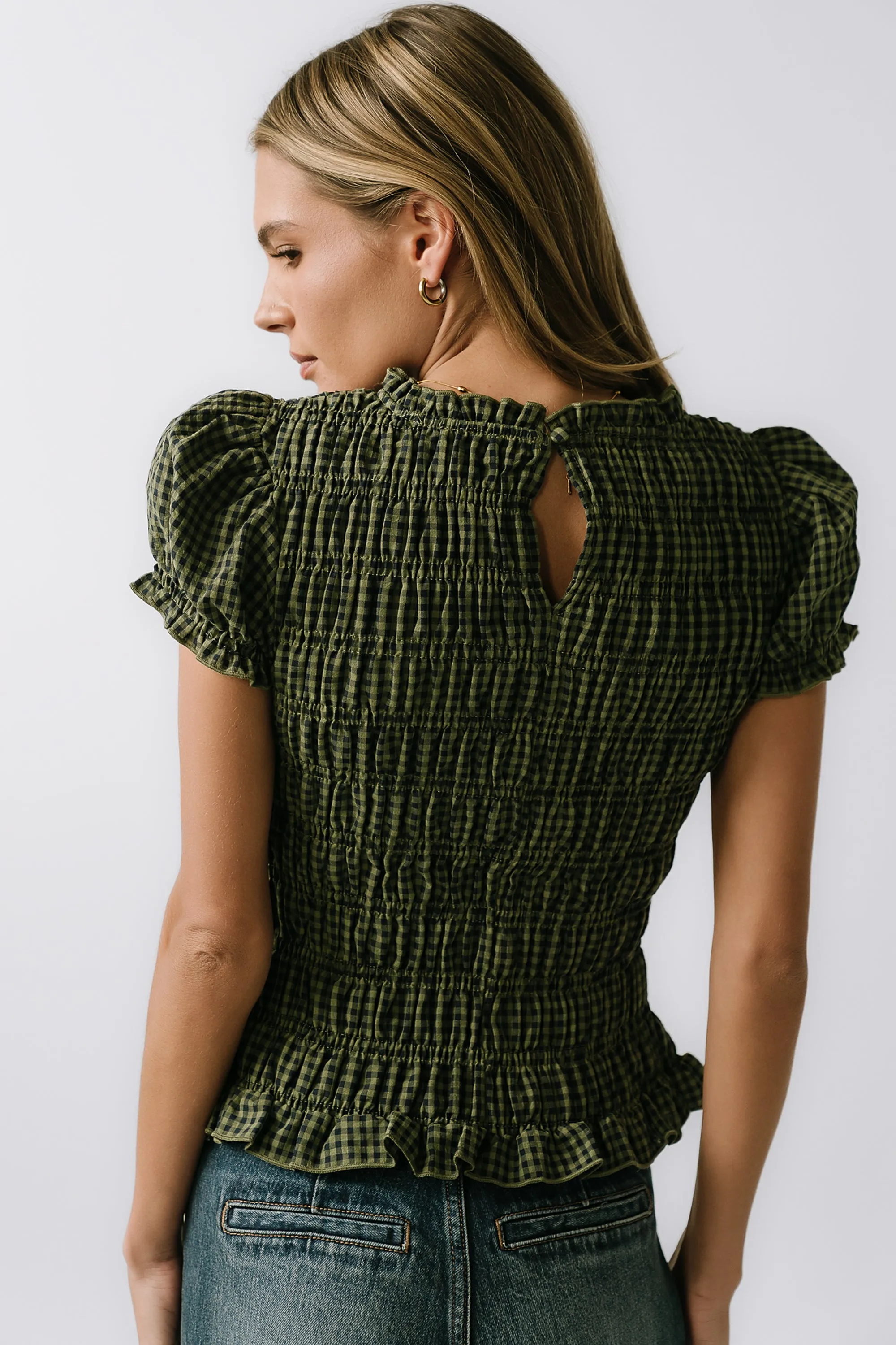 Ruth Smocked Top in Green sold by bohme product image thumbnail 5