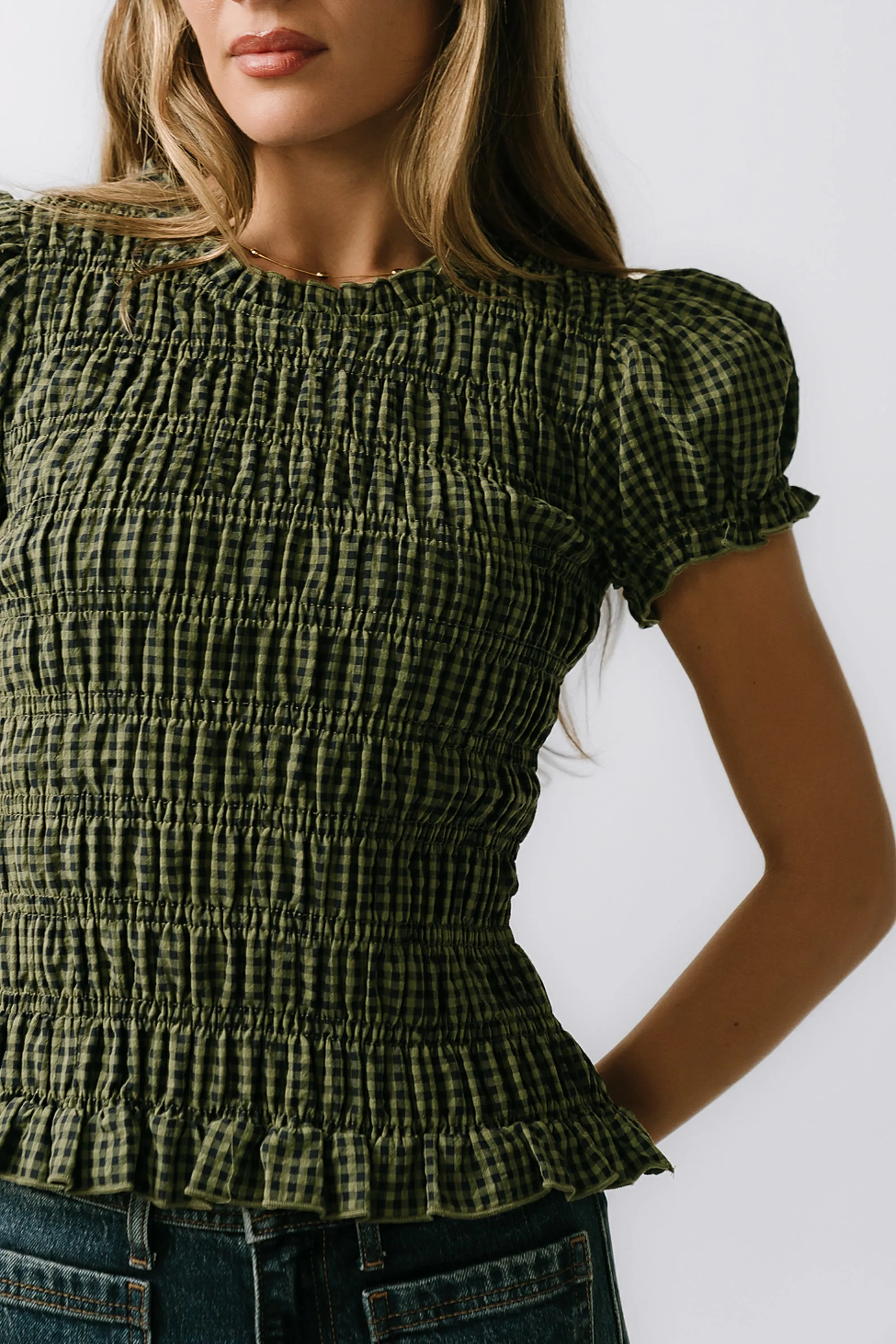 Ruth Smocked Top in Green sold by bohme product image thumbnail 3