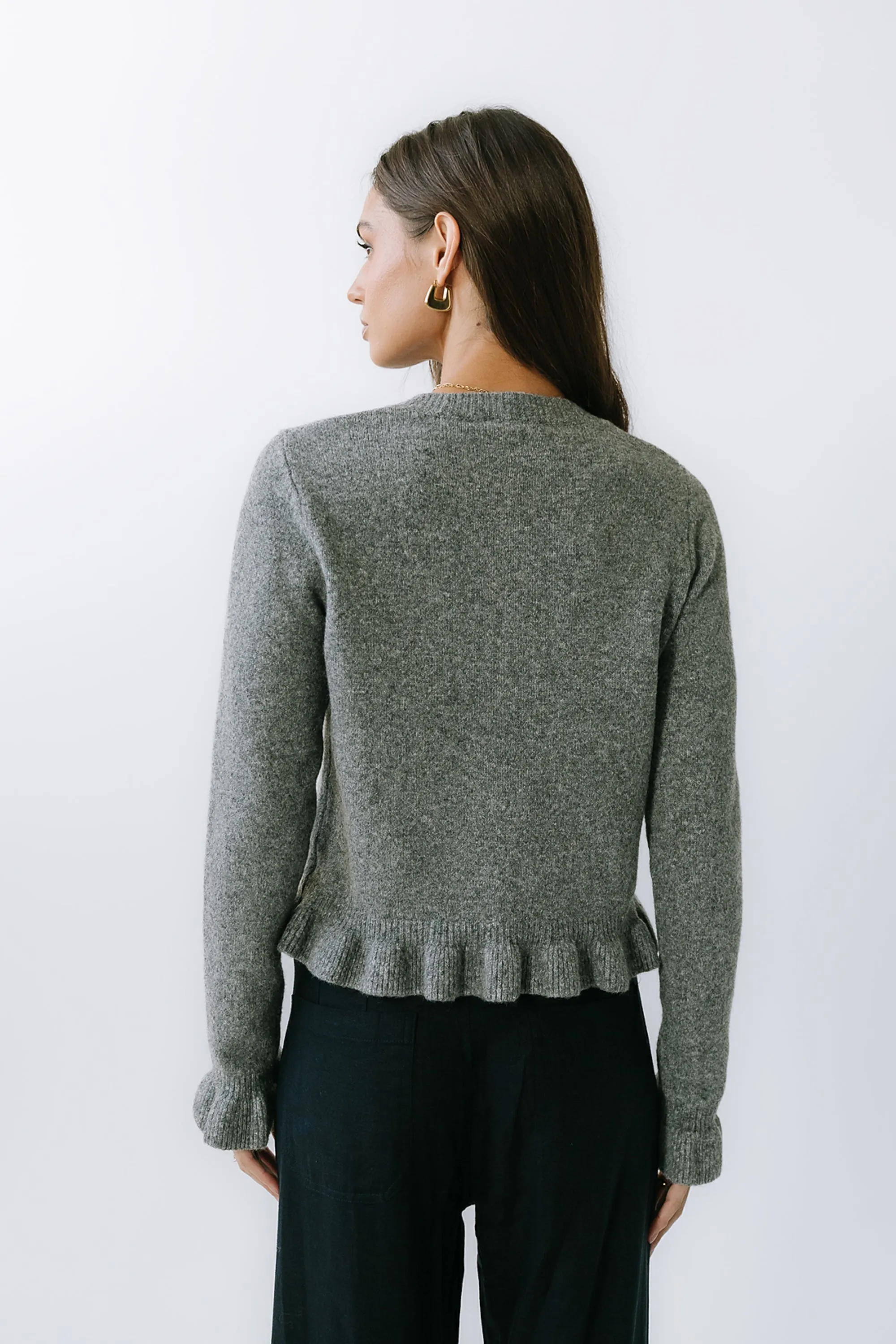 Rosie Ruffle Sweater in Heather Grey sold by bohme product image thumbnail 5
