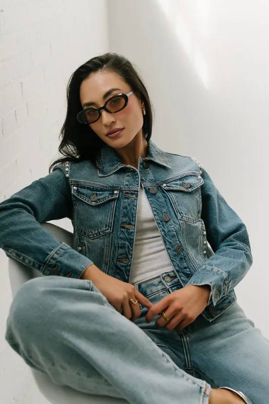 Majorca Studded Denim Jacket sold by bohme