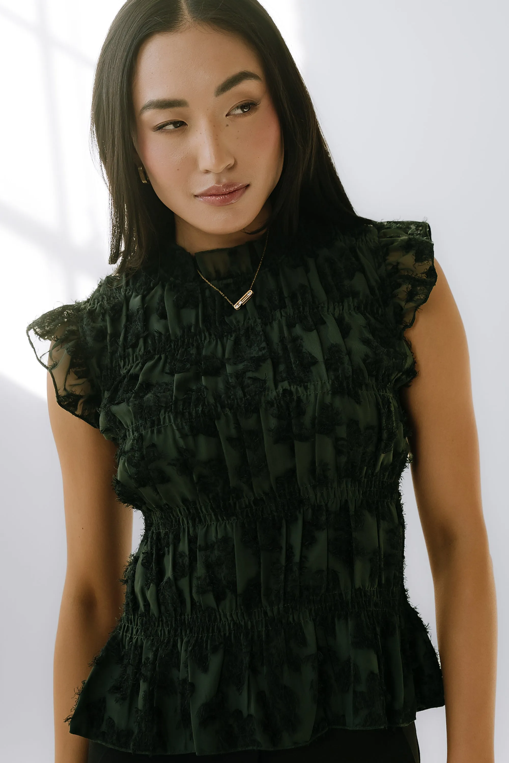 Rodney Smocked Blouse in Green sold by bohme