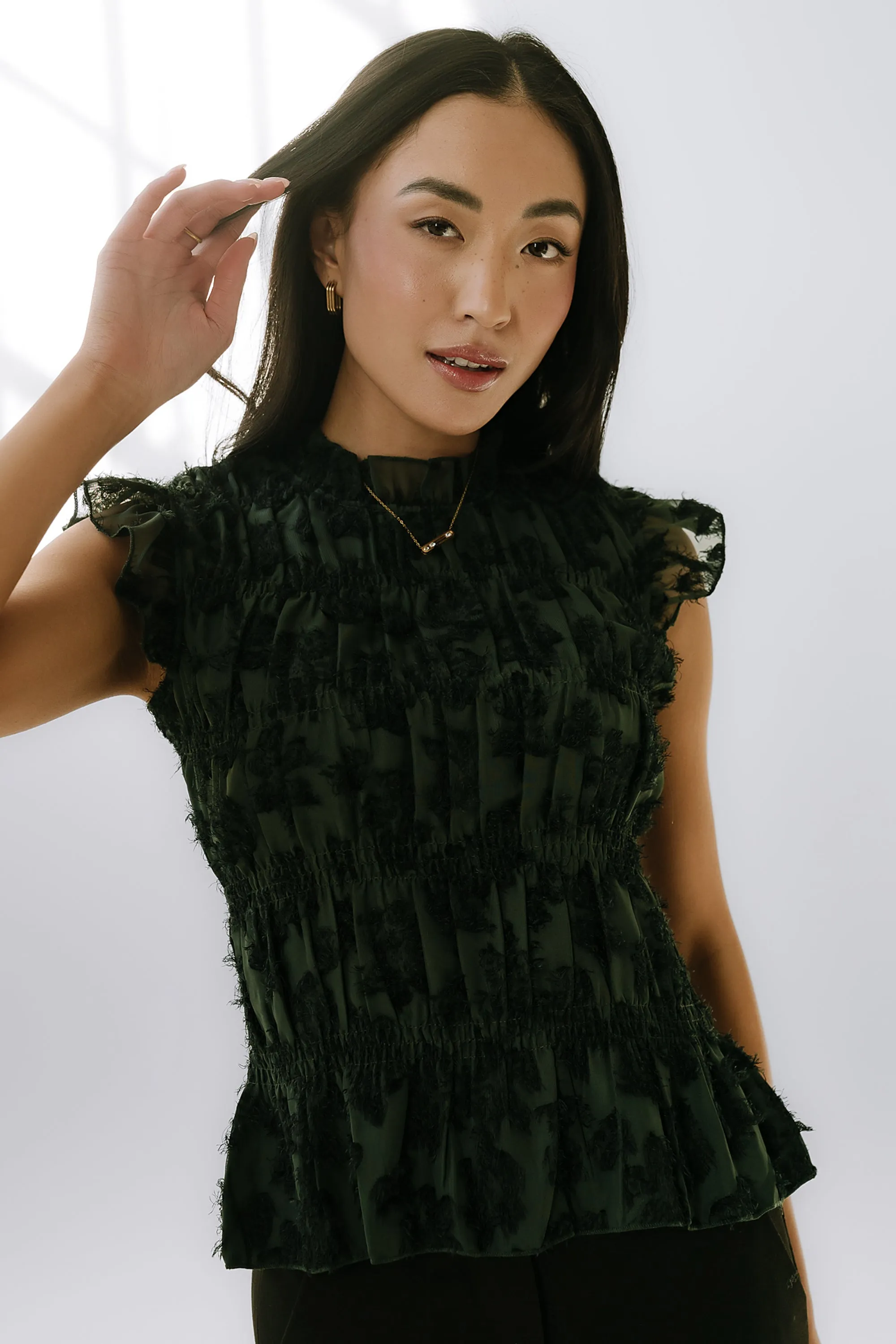 Rodney Smocked Blouse in Green sold by bohme product image thumbnail 4