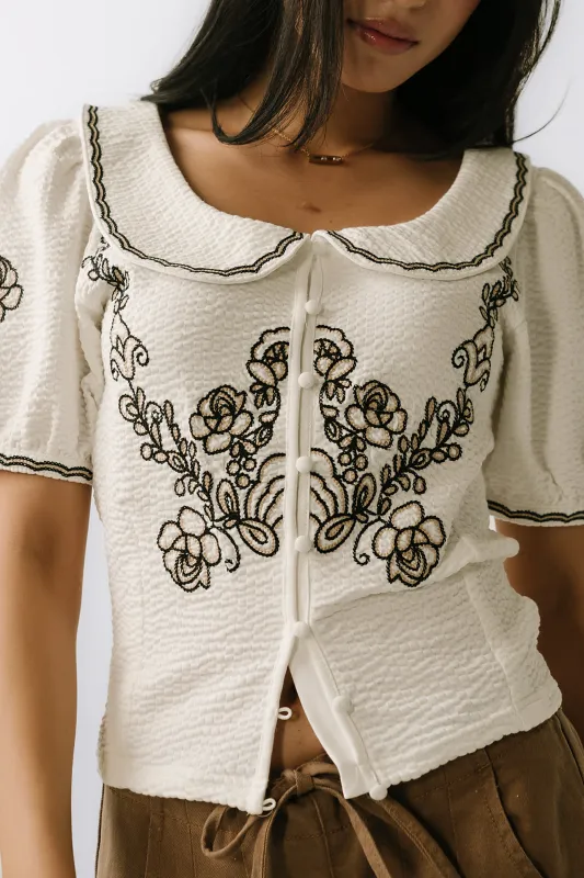 Jamie Embroidered Top sold by bohme