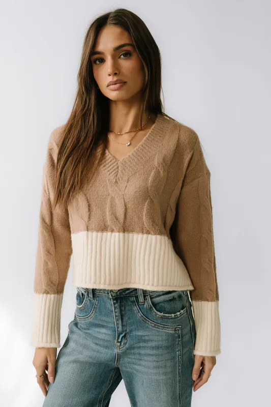 Beckham Cable Knit Sweater in Mocha sold by bohme