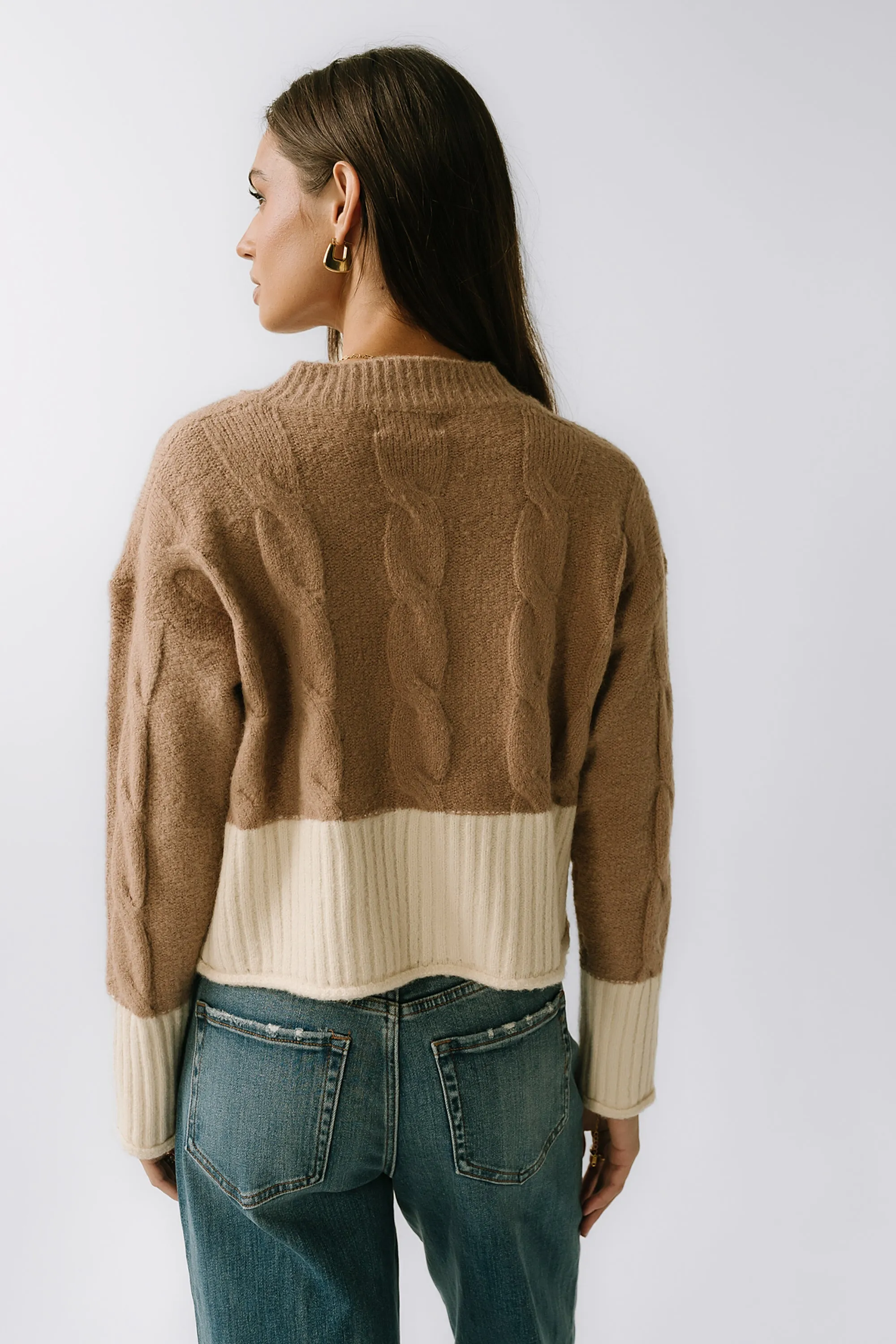 Beckham Cable Knit Sweater in Mocha sold by bohme product image thumbnail 2