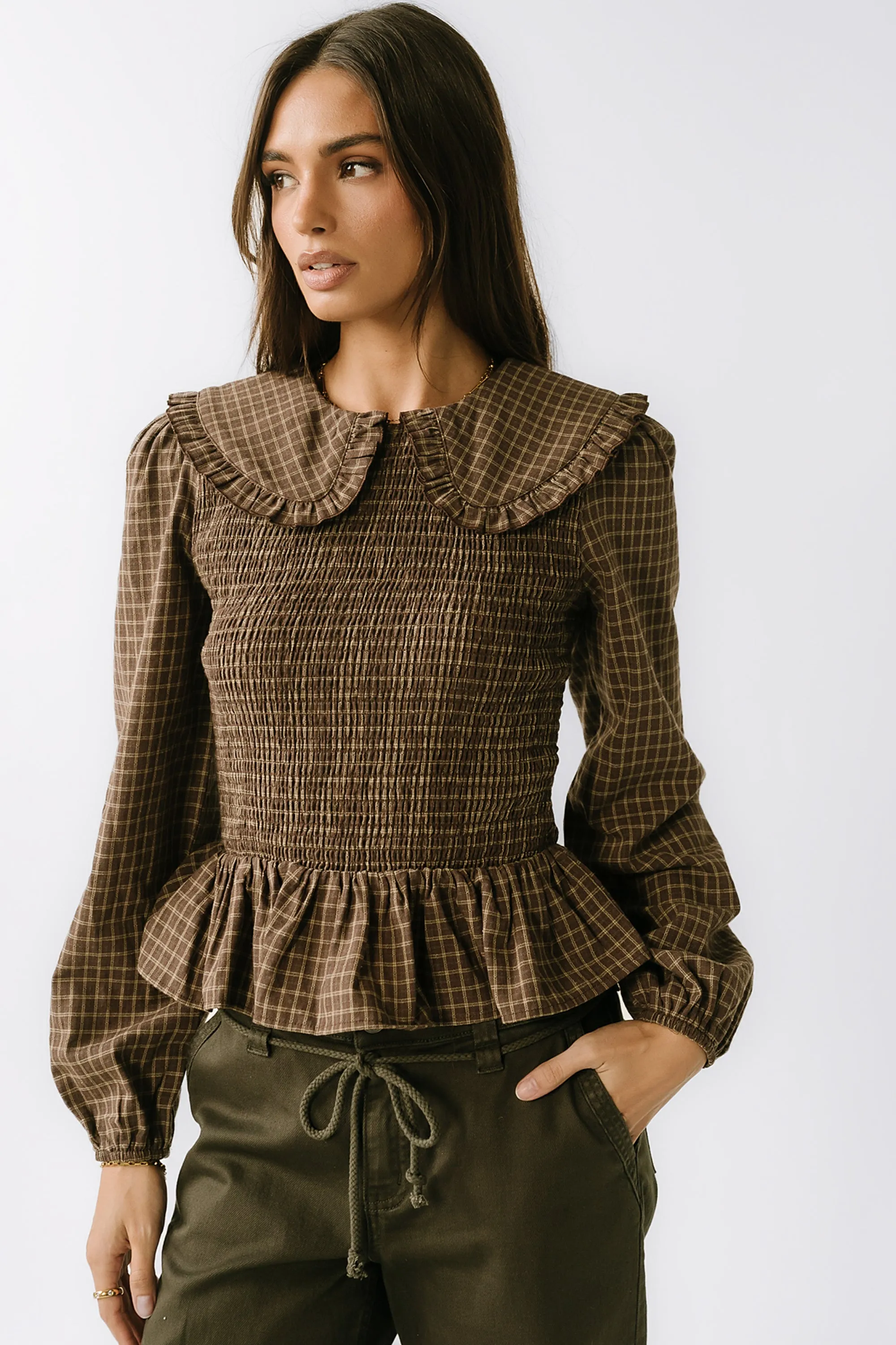 Kristy Smocked Blouse in Brown sold by bohme product image thumbnail 5