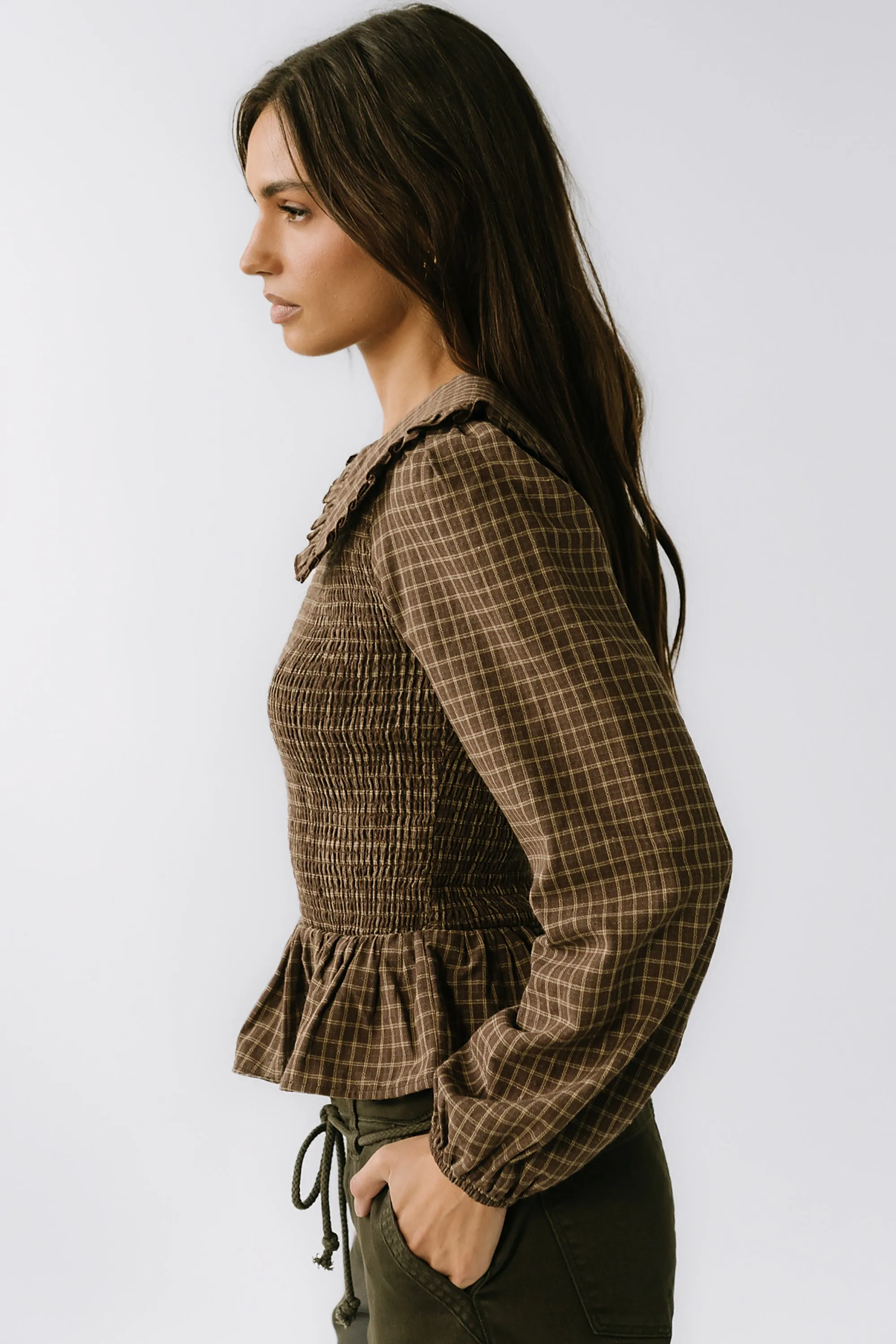 Kristy Smocked Blouse in Brown sold by bohme product image thumbnail 3