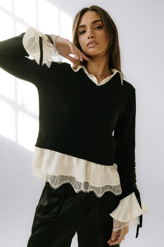Bennet Double Layer Sweater in Black sold by bohme
