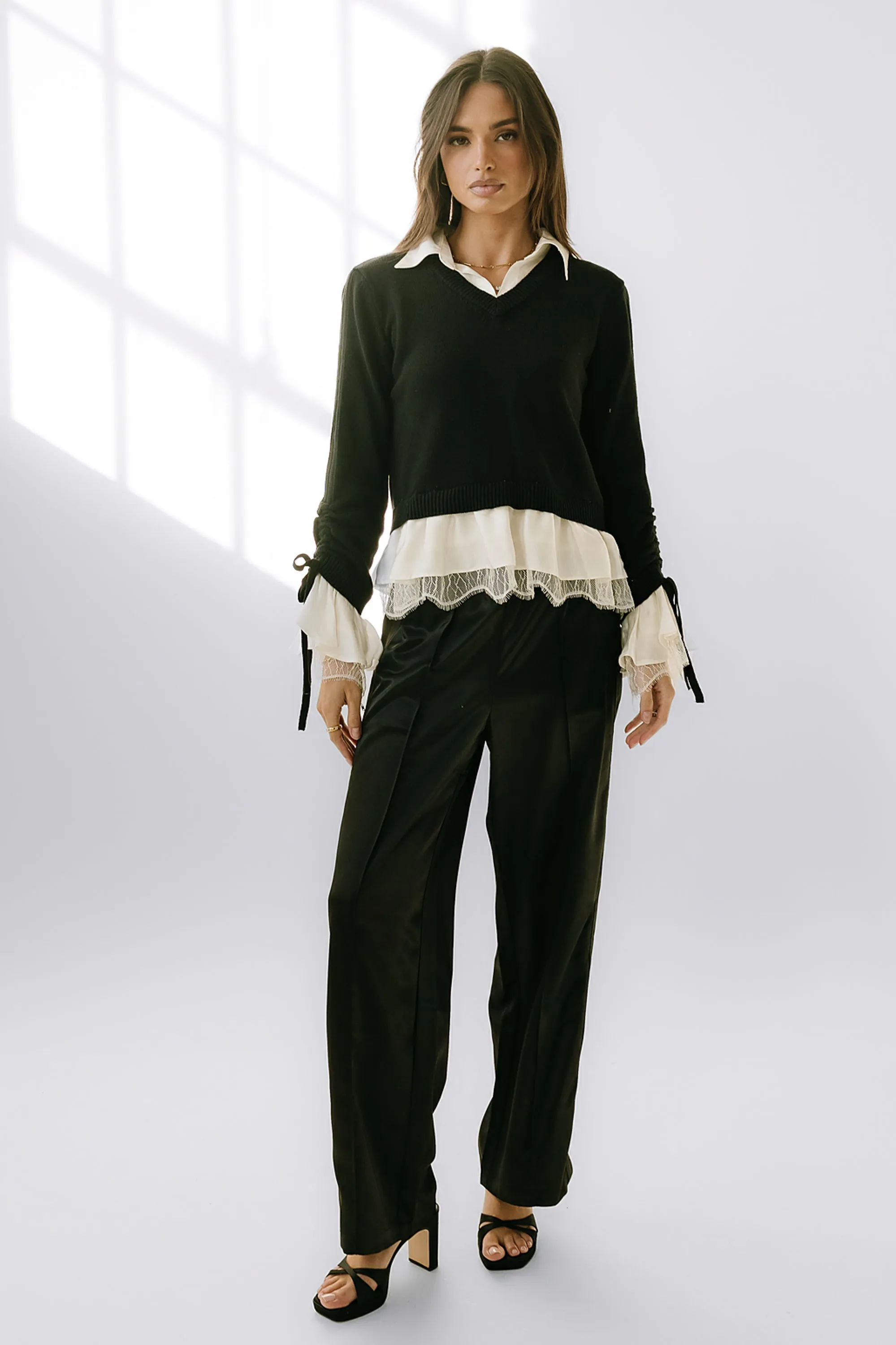 Bennet Double Layer Sweater in Black sold by bohme product image thumbnail 4