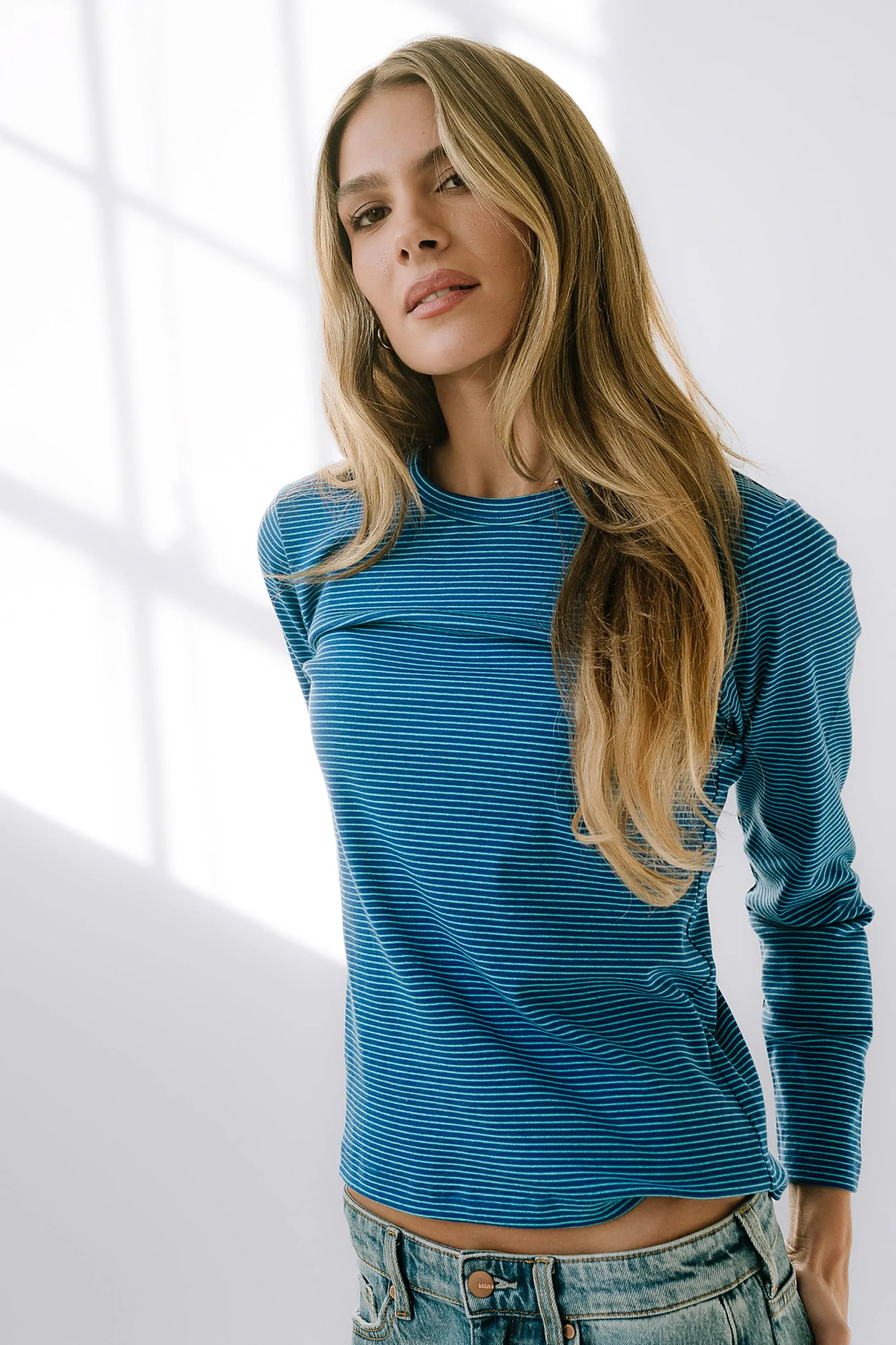 Makayla Shirt in Striped Cobalt sold by bohme product image thumbnail 2