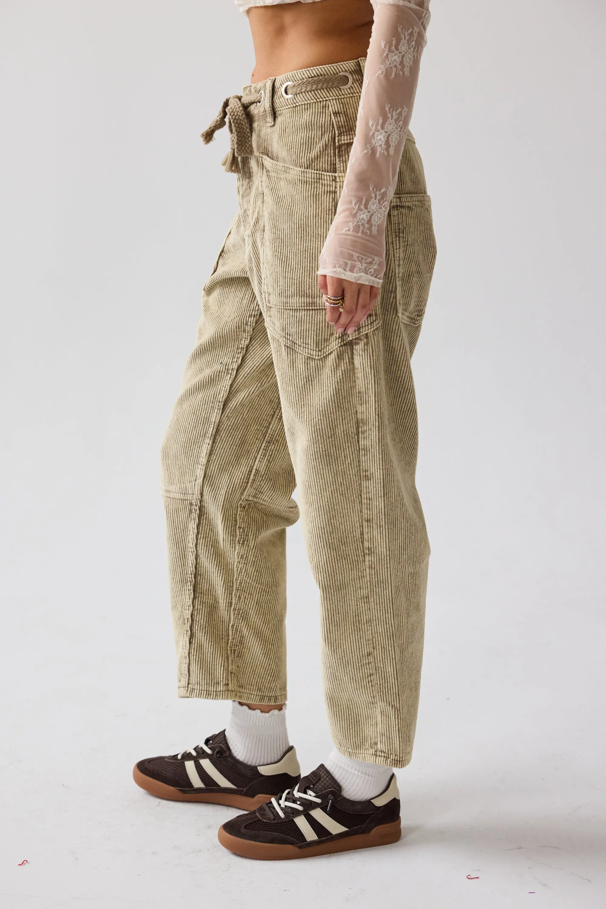 Dana Corduroy Barrel Pants in Olive sold by bohme product image thumbnail 3