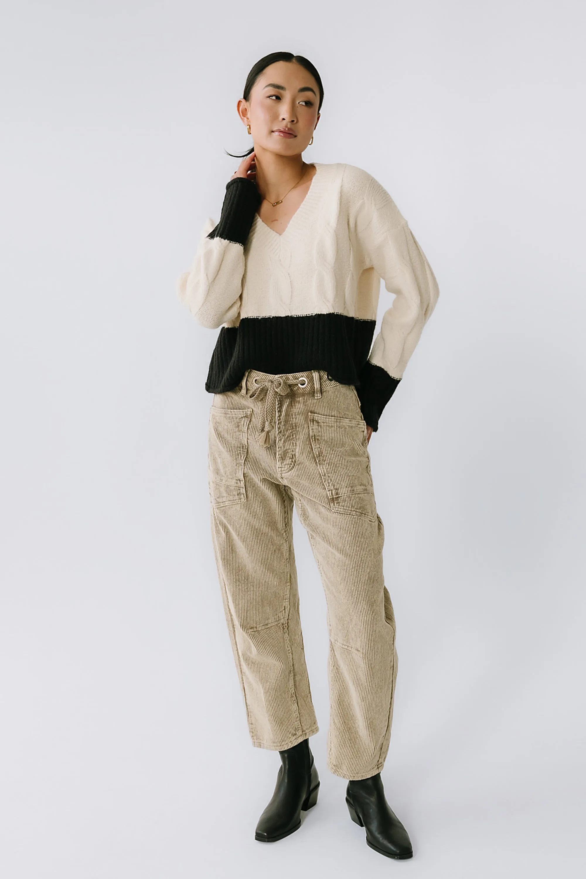 Dana Corduroy Barrel Pants in Olive sold by bohme product image thumbnail 2