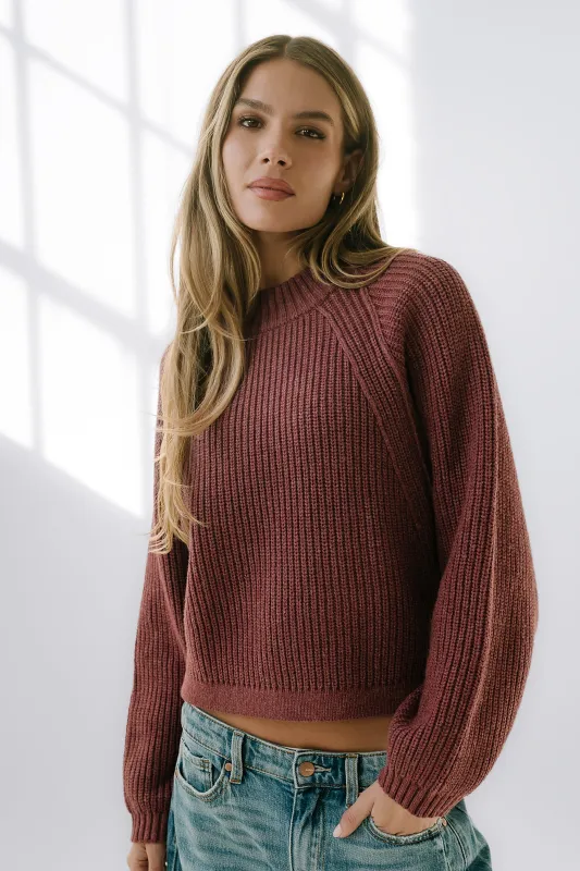 Shayla Knit Sweater in Burgundy sold by bohme